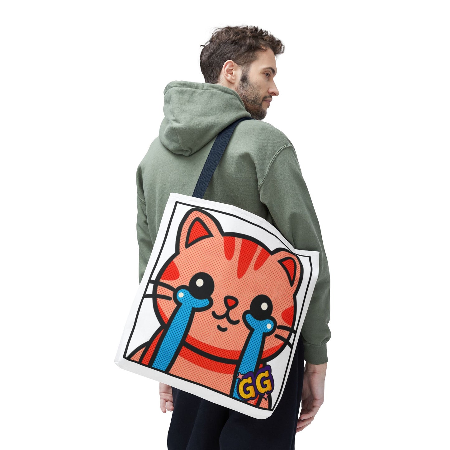 Good Game Tears of Joy - Cute Crying Cat Tote Bag – Kawaii Pop Art Cat Emote GG