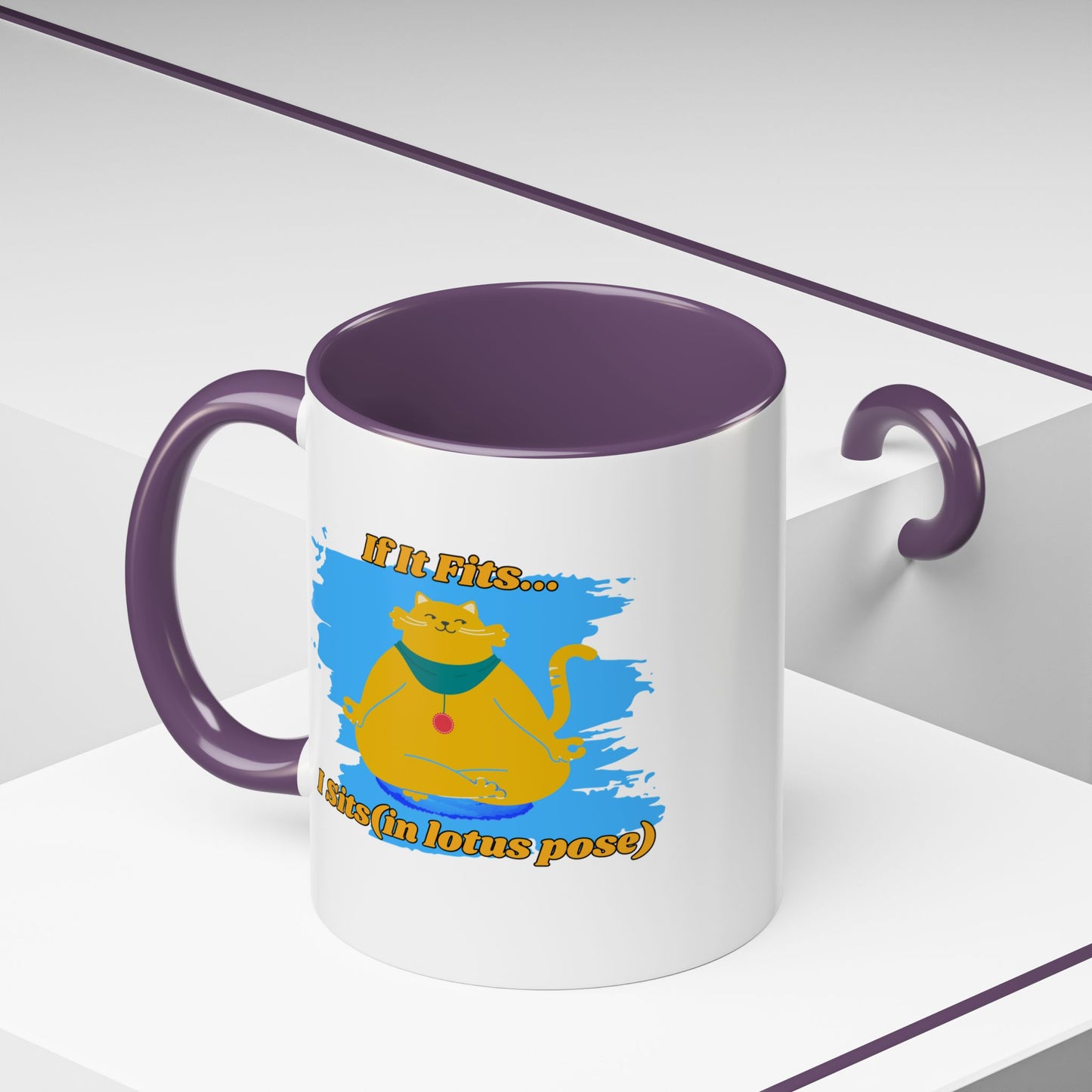 "If It Fits, I Sit" Lotus Pose Coffee Mug, Motivational Mug, Yoga Lover Gift, Meditation Mug, Funny Tea Cup