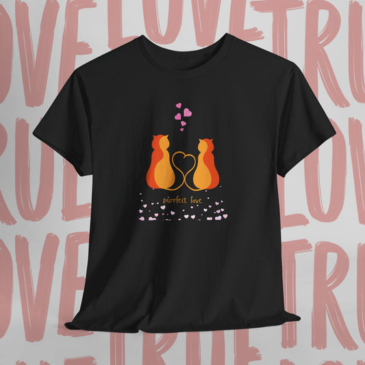 Cat Love T‑Shirt — 'Perfect Love' Romantic Cat Couple Graphic Tee