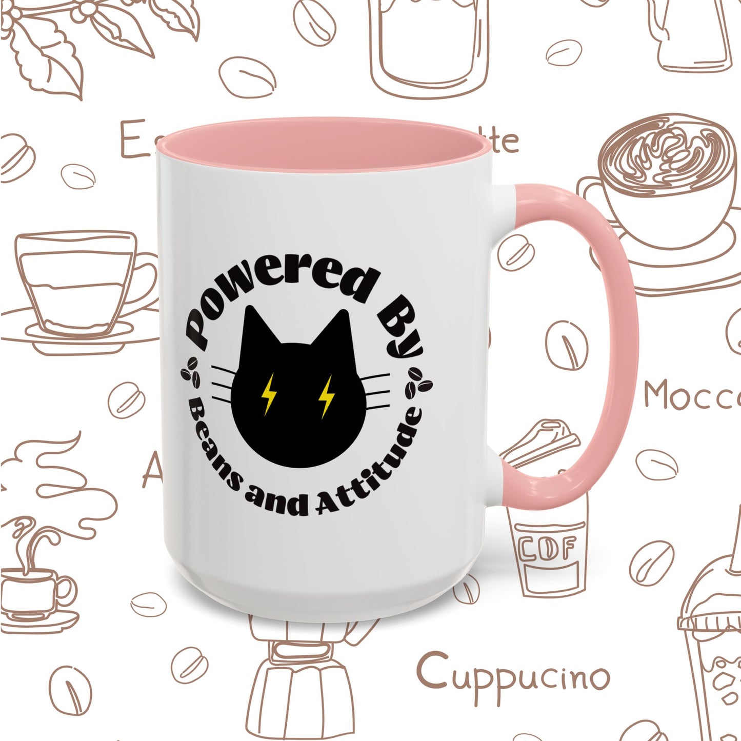 Powered By Beans and Attitude Coffee Mug | Accent Mug 11oz 15oz