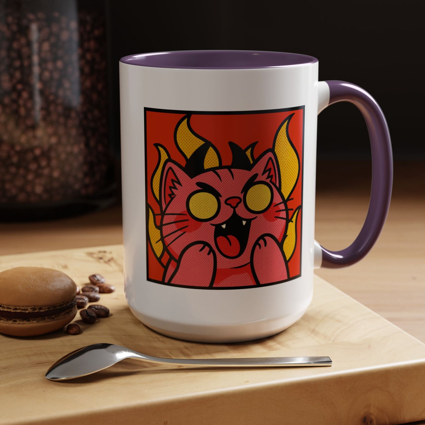 Evil Laughing Cat - Twitch Emote - Cute Devil Cat Accent Coffee Mug (11/15oz)
