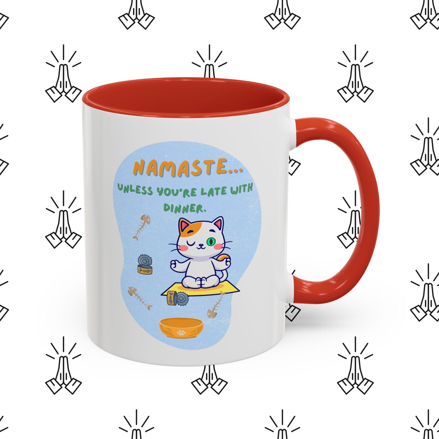 Namaste Cat Accent Coffee Mug | Cute Cat Mug, Coffee Cup Gift, Yoga Lover's Mug, Cat Lover Gift, Stylish Drinkware