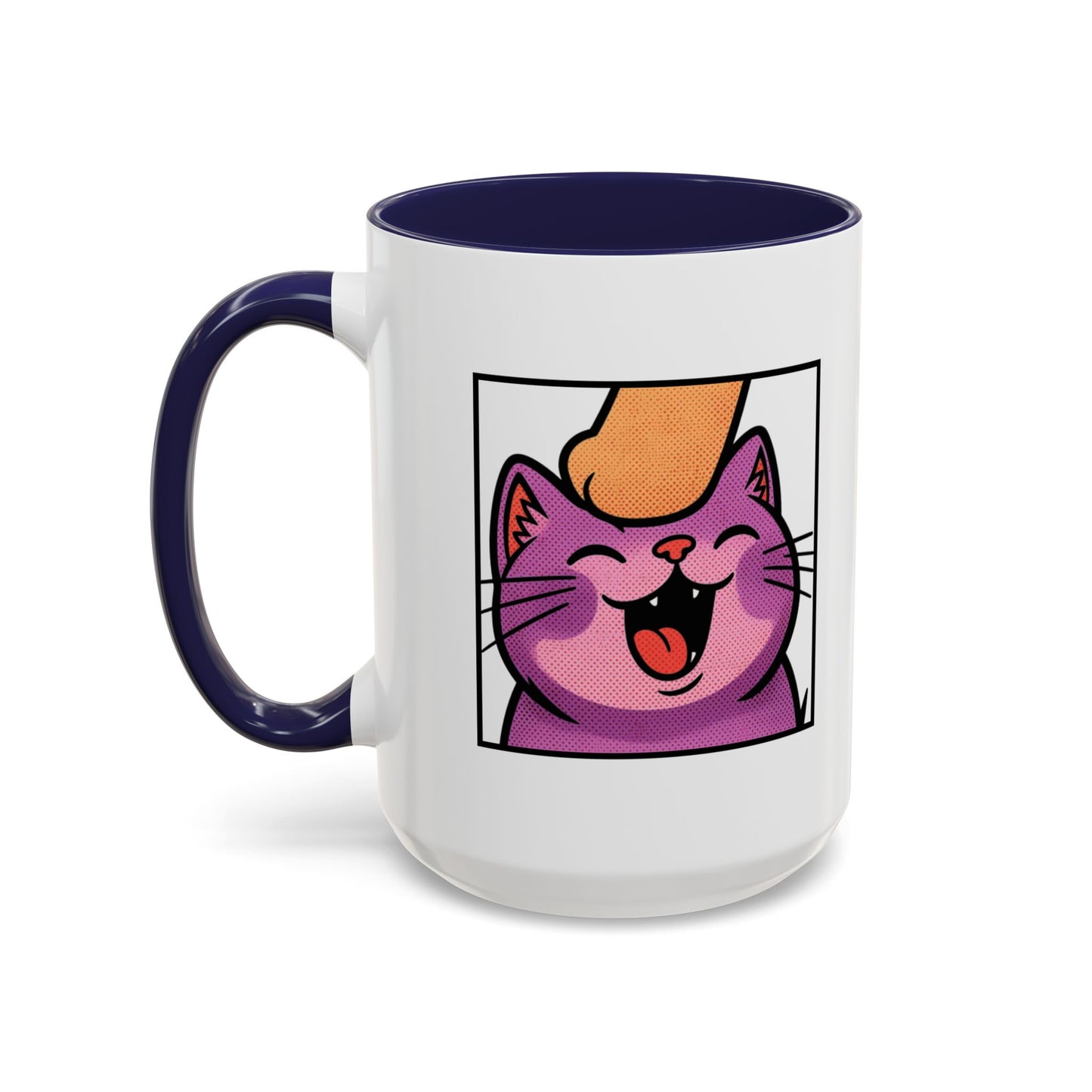 Pet Me, Purrfectly Happy Twitch Emote Cat Accent Coffee Mug – Cute Smiling Cat Illustration (11/15oz)