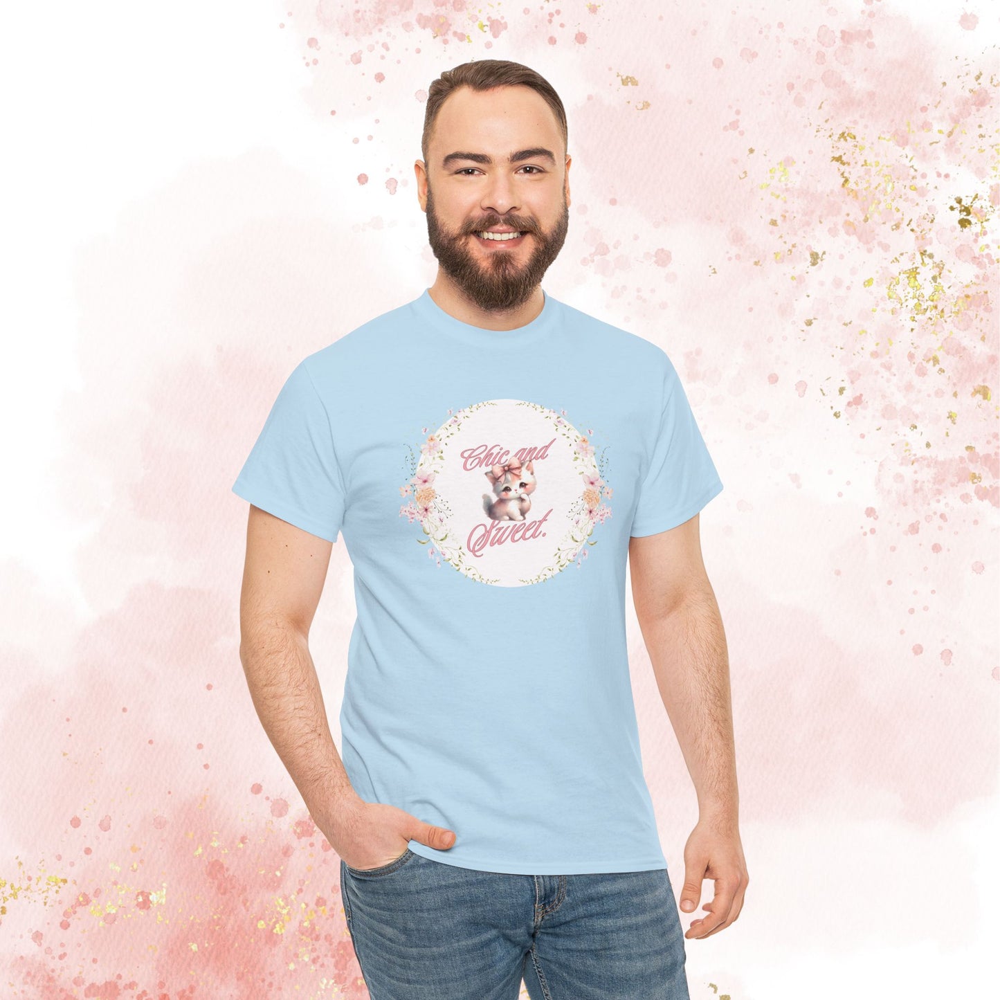 Chic & Sweet - Blushing Kitten Valentine Tee, V-Day, Cat Lovers Gift, Everyday Wear