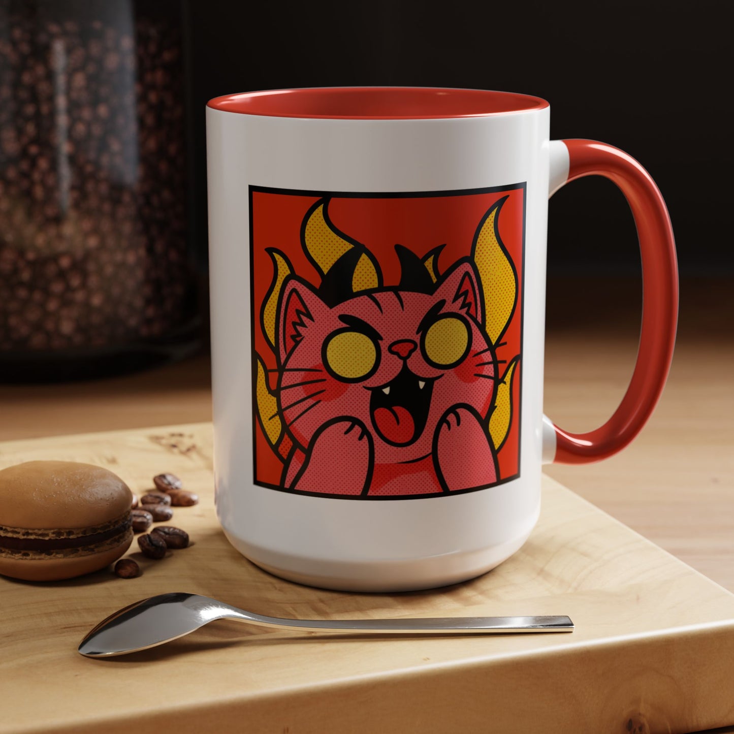 Evil Laughing Cat - Twitch Emote - Cute Devil Cat Accent Coffee Mug (11/15oz)
