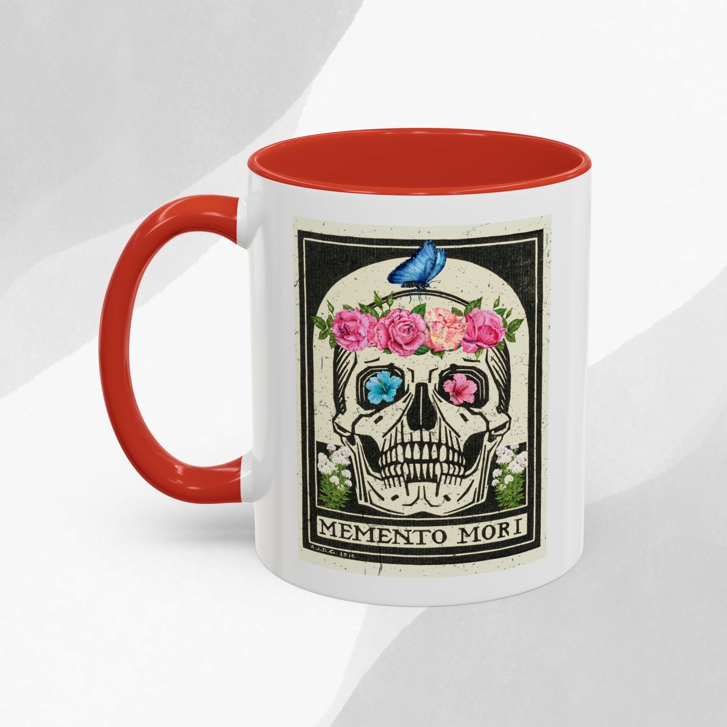 Memento Mori Coffee Mug, Floral Skull Mug, Gothic Gift, Day of the Dead Decor, Vintage Style Drinkware, Unique Kitchenware
