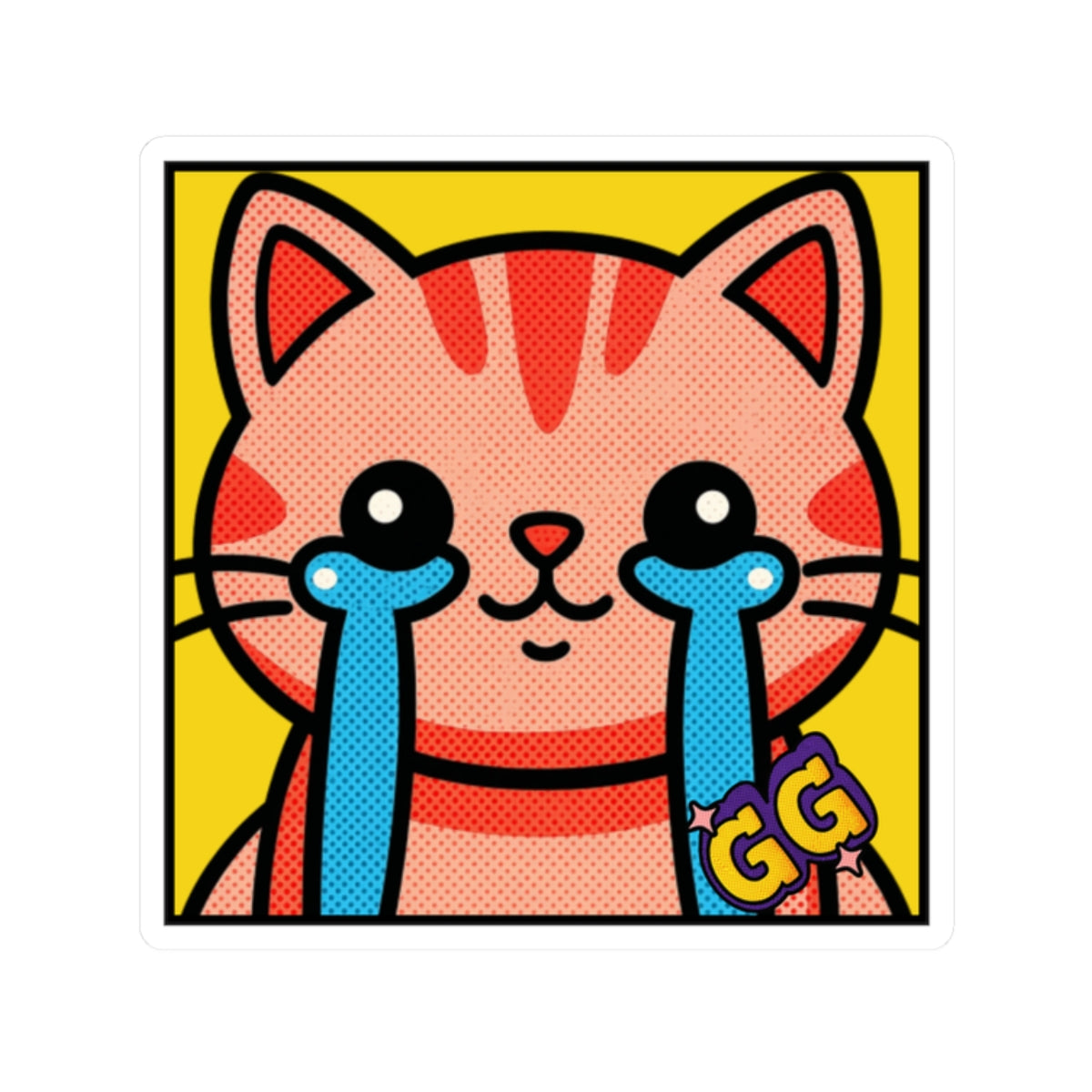 Good Game Tears of Joy Crying Cat Sticker — Cute Gamers Emote Kiss-Cut Decal