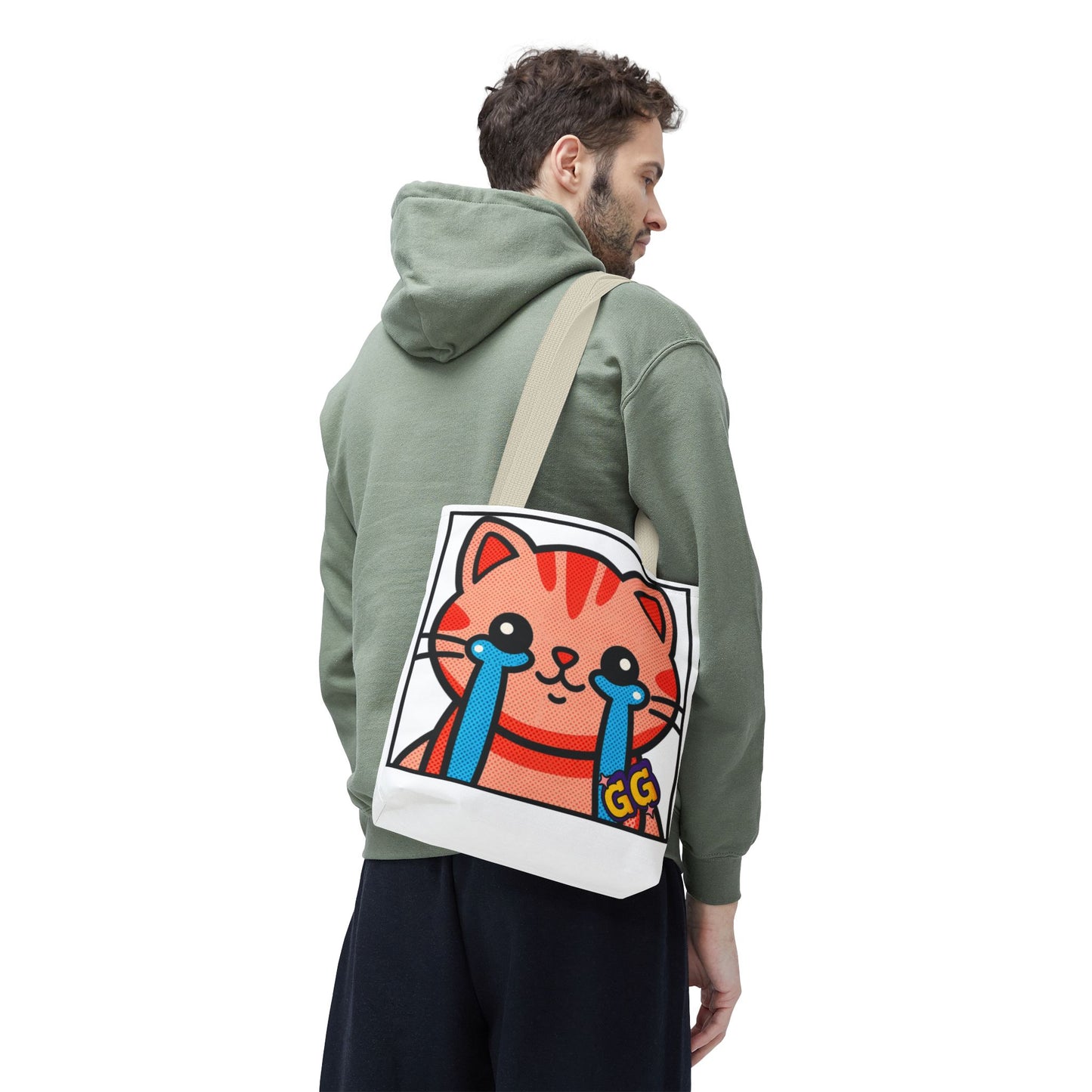 Good Game Tears of Joy - Cute Crying Cat Tote Bag – Kawaii Pop Art Cat Emote GG