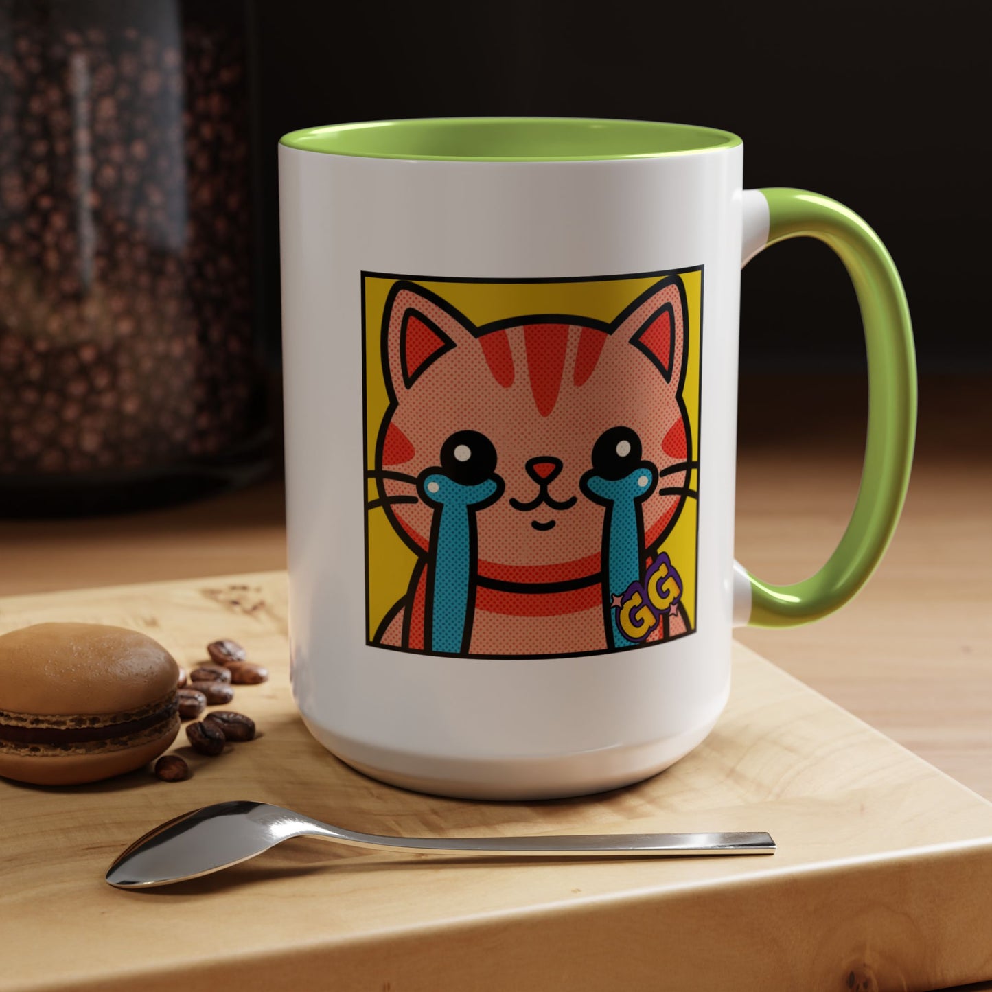 Good Game Tears of Joy - Cute Crying Cat Accent Coffee Mug (11/15oz) – Kawaii Pop Art Cat Emote GG