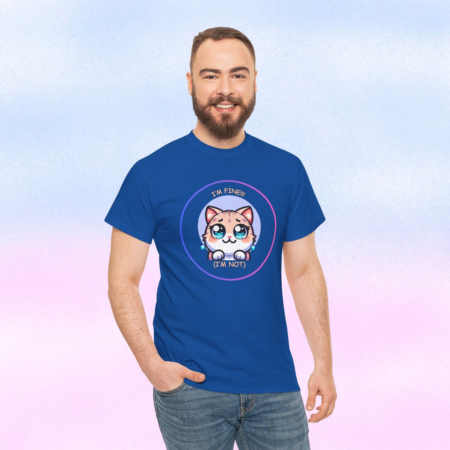I'm Fine (I'm Not) — Cute Kawaii Cat Meltdown Emote Graphic T-Shirt
