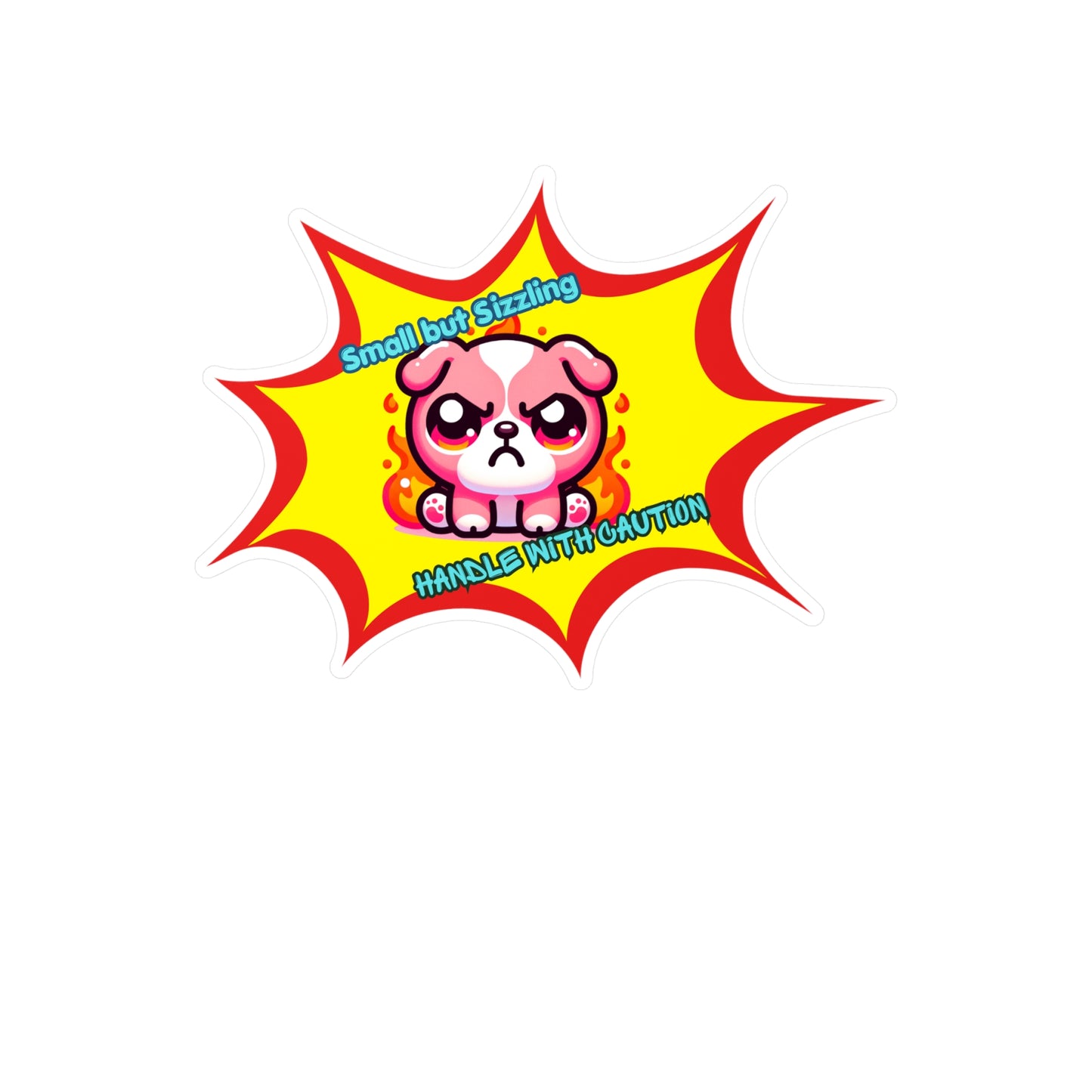Small but Sizzling Bulldog Vinyl Decal — Fiery Pink Kiss-Cut Sticker
