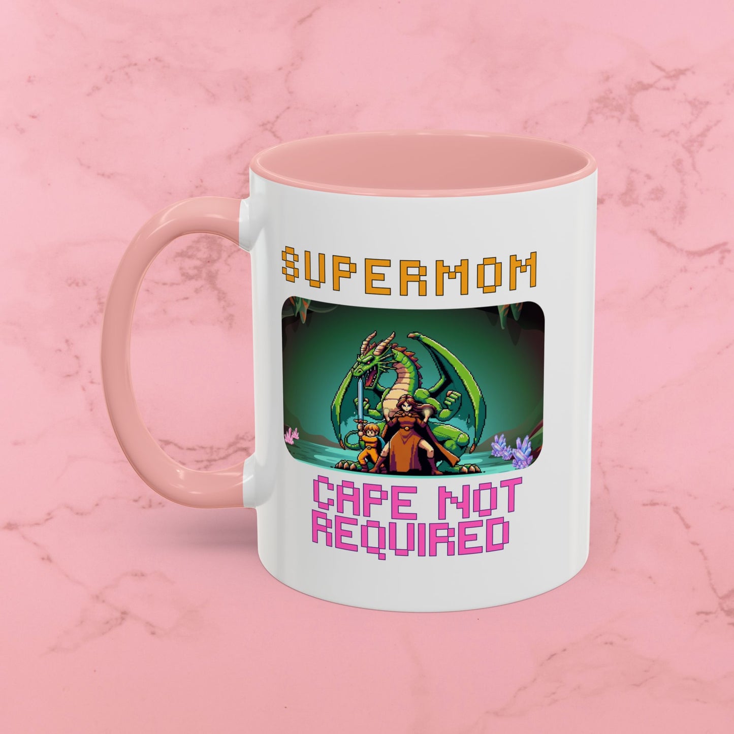 Dungeon Crawling Coffee Mug — "Supermom: Cape Not Required" Accent Mug (11/15oz)