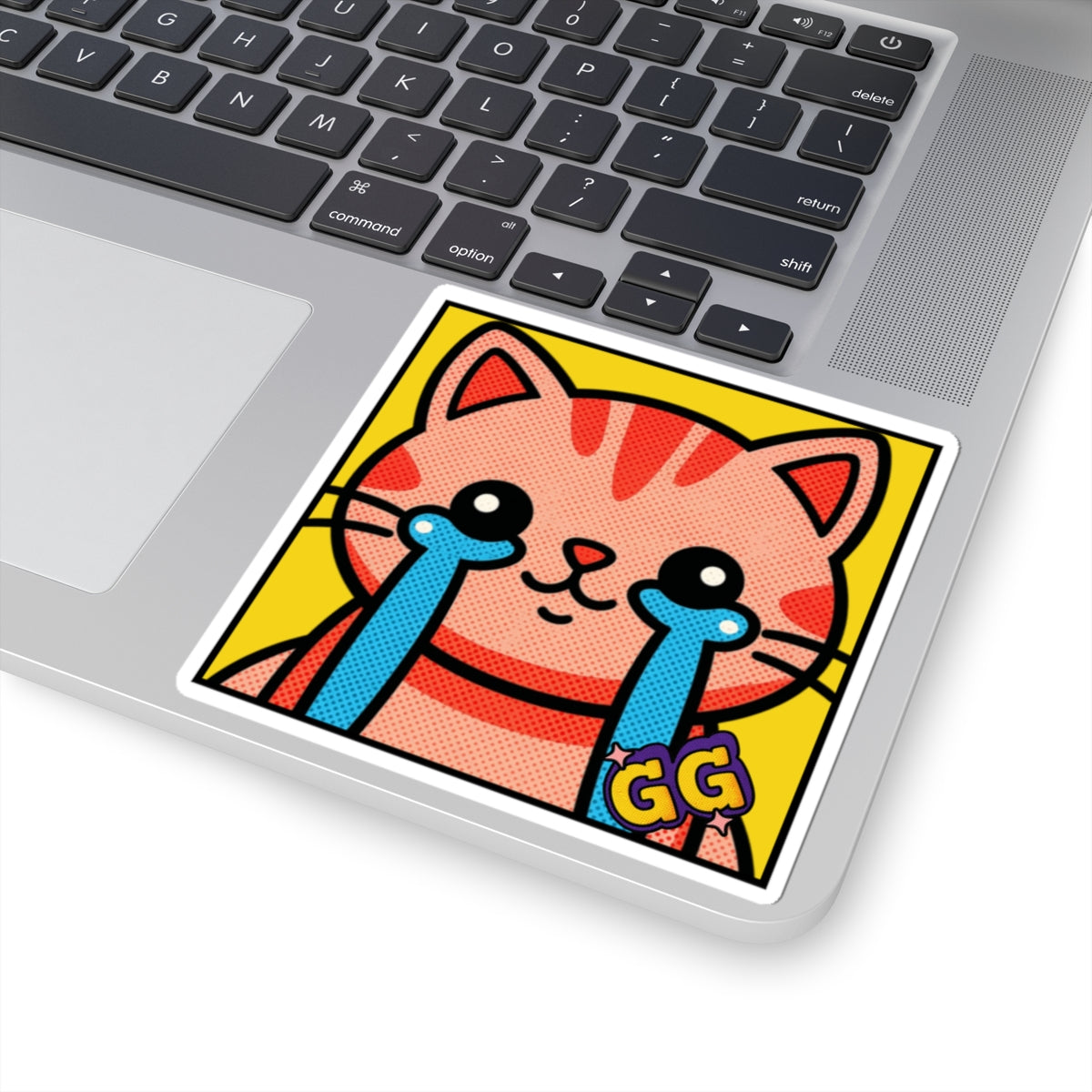Good Game Tears of Joy Crying Cat Sticker — Cute Gamers Emote Kiss-Cut Decal