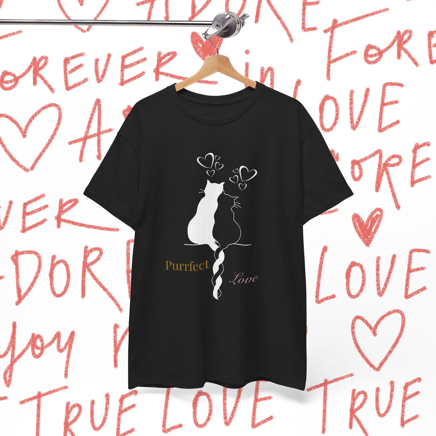 Cat Couple T‑Shirt — "Purrfect Love" Romantic Cat Graphic Tee