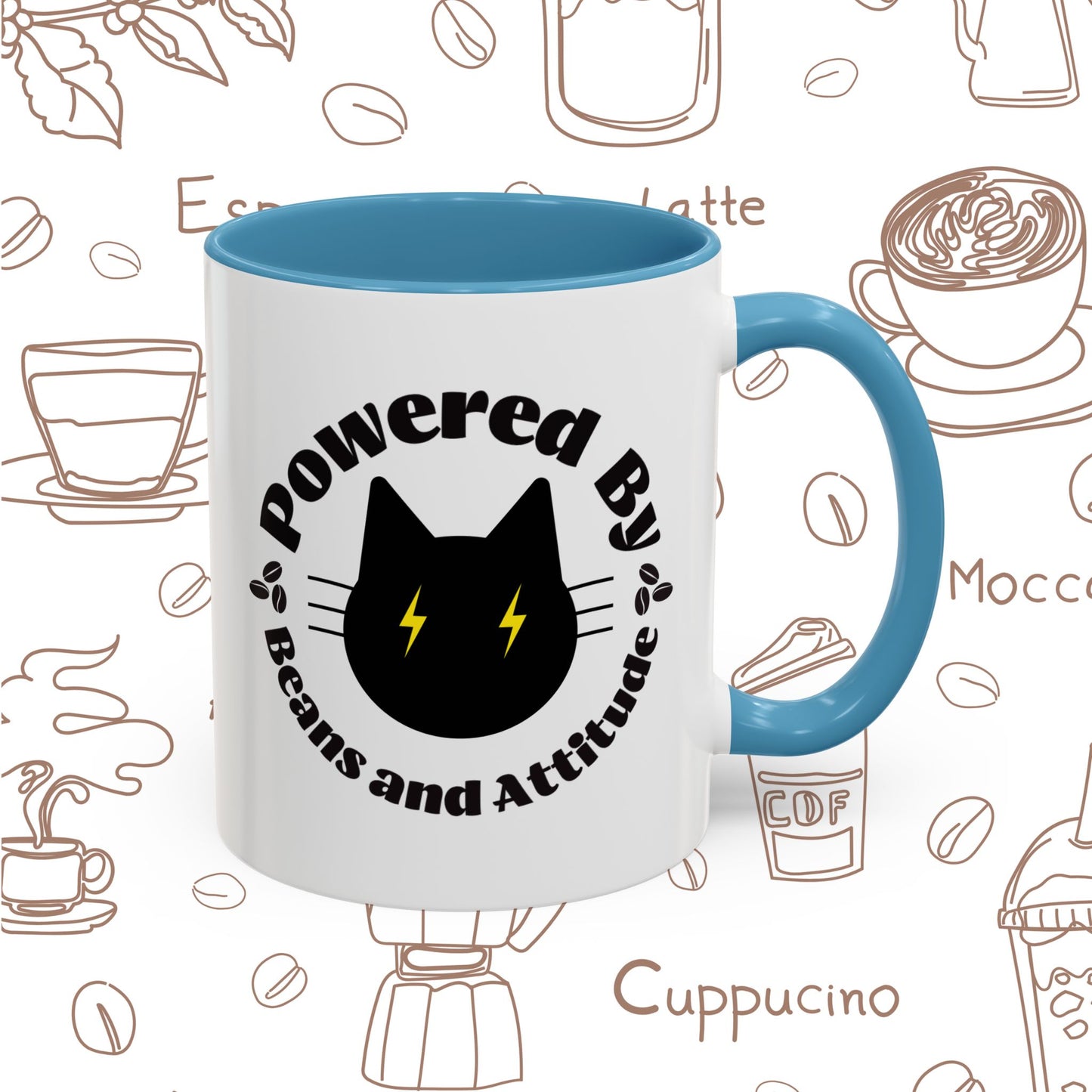 Powered By Beans and Attitude Coffee Mug | Accent Mug 11oz 15oz