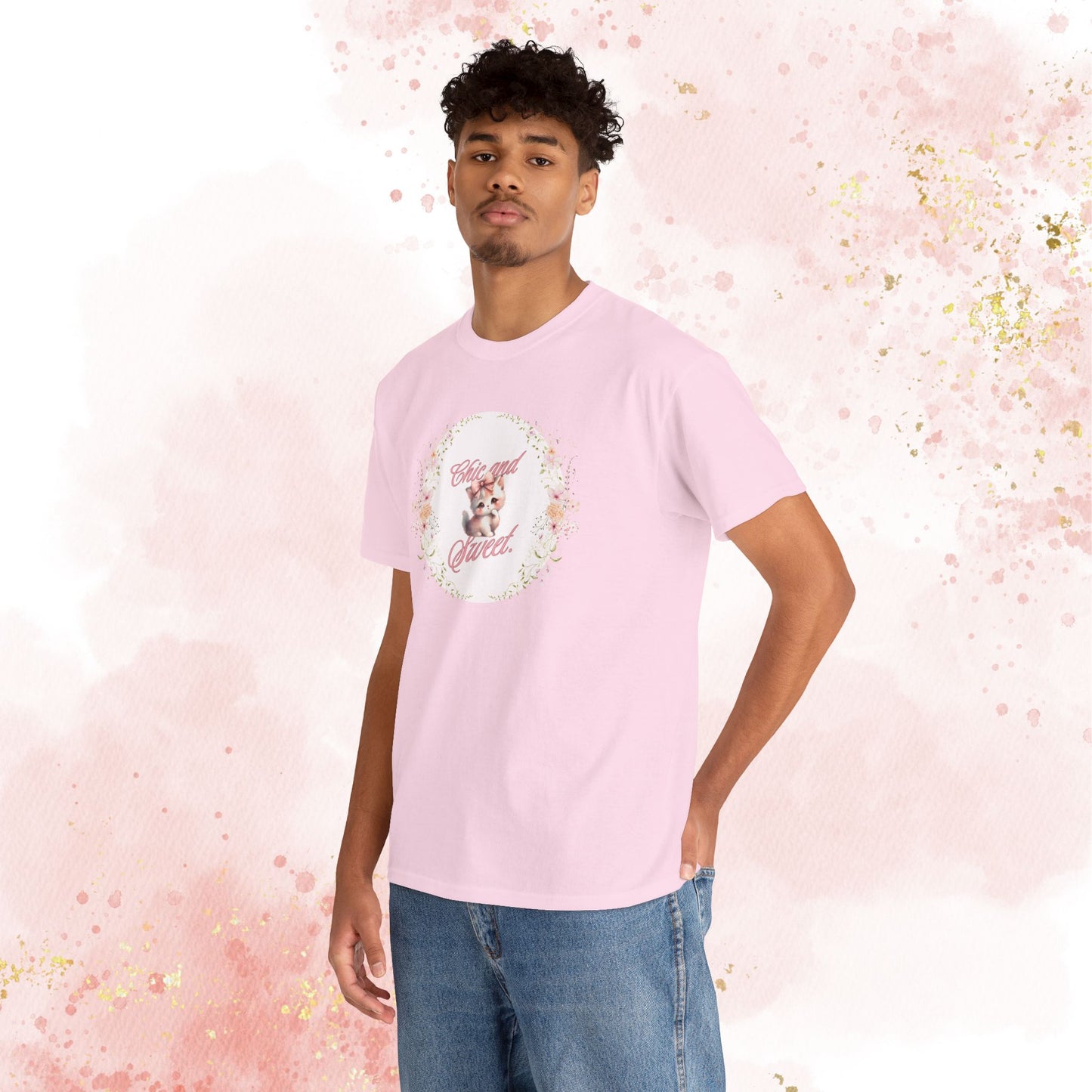 Chic & Sweet - Blushing Kitten Valentine Tee, V-Day, Cat Lovers Gift, Everyday Wear