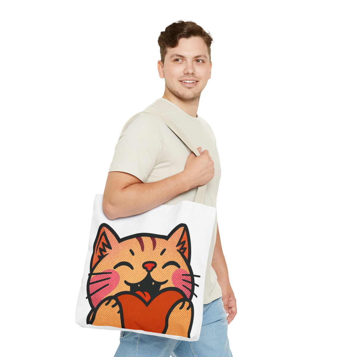 Heart, Hug, Happiness, Love Tote Bag – Happy Cat Twitch Emote