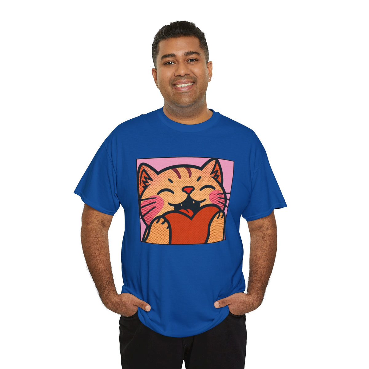 Cute Cat Holding Heart T‑Shirt — Cute Kitty Love Graphic Tee