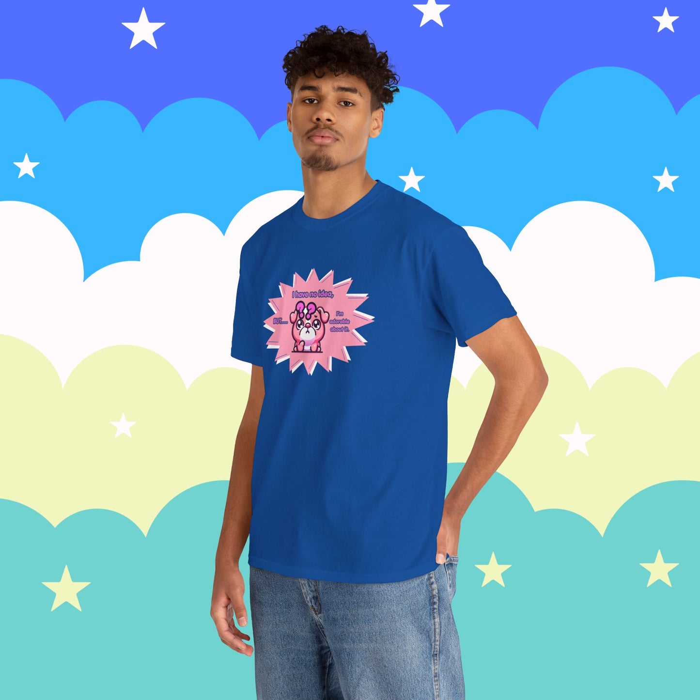 Confused Pink Bulldog Tee — "I Have No Idea, But... I'm Adorable About It."