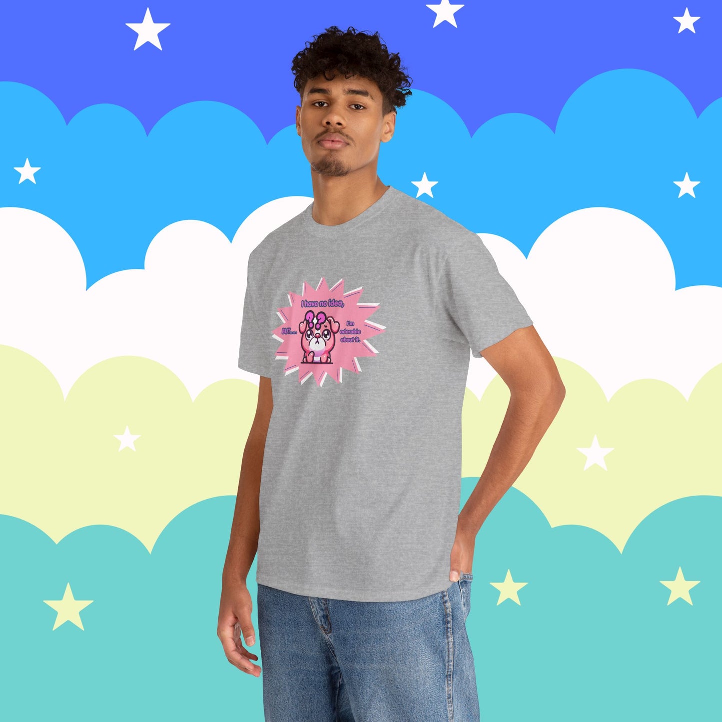 Confused Pink Bulldog Tee — "I Have No Idea, But... I'm Adorable About It."