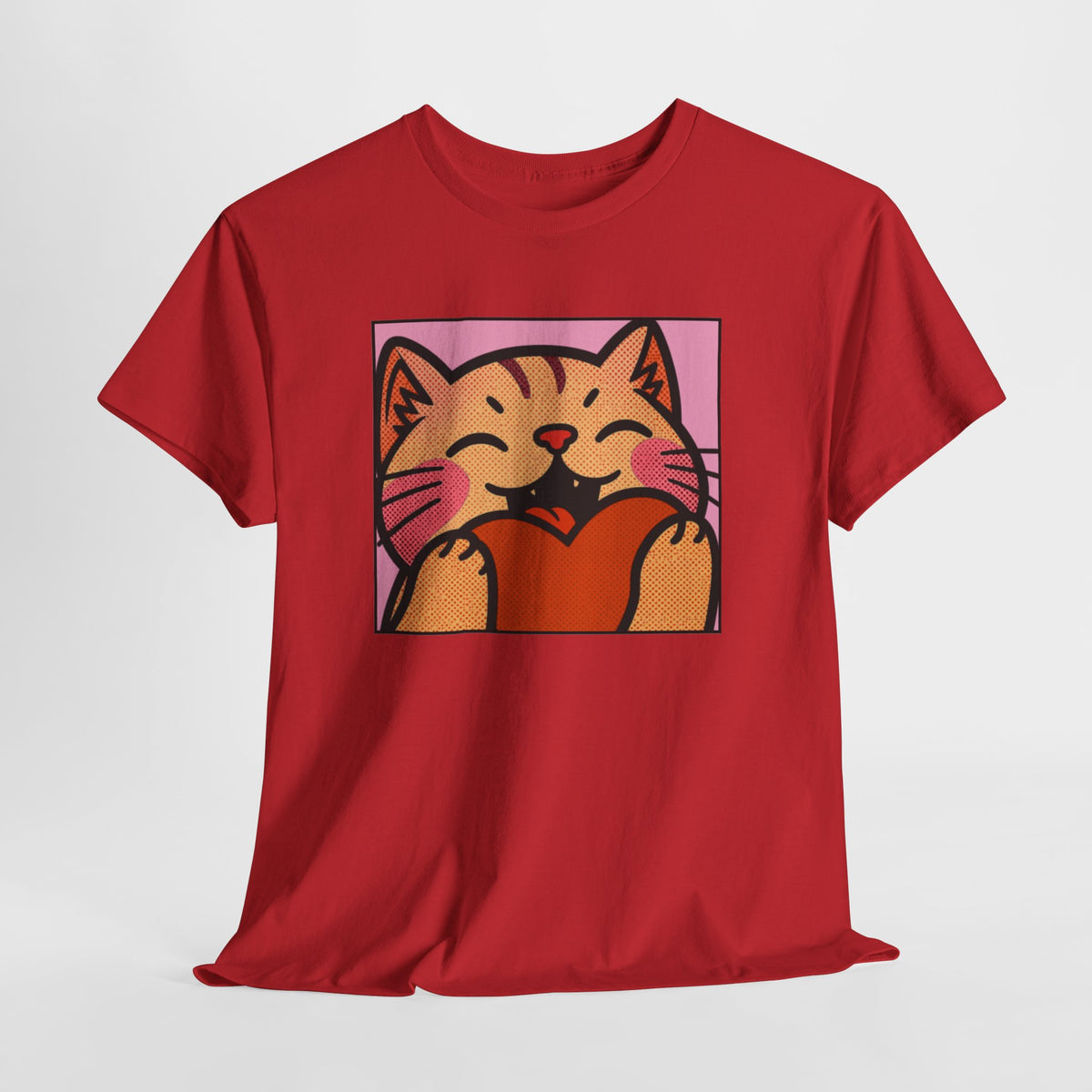 Cute Cat Holding Heart T‑Shirt — Cute Kitty Love Graphic Tee