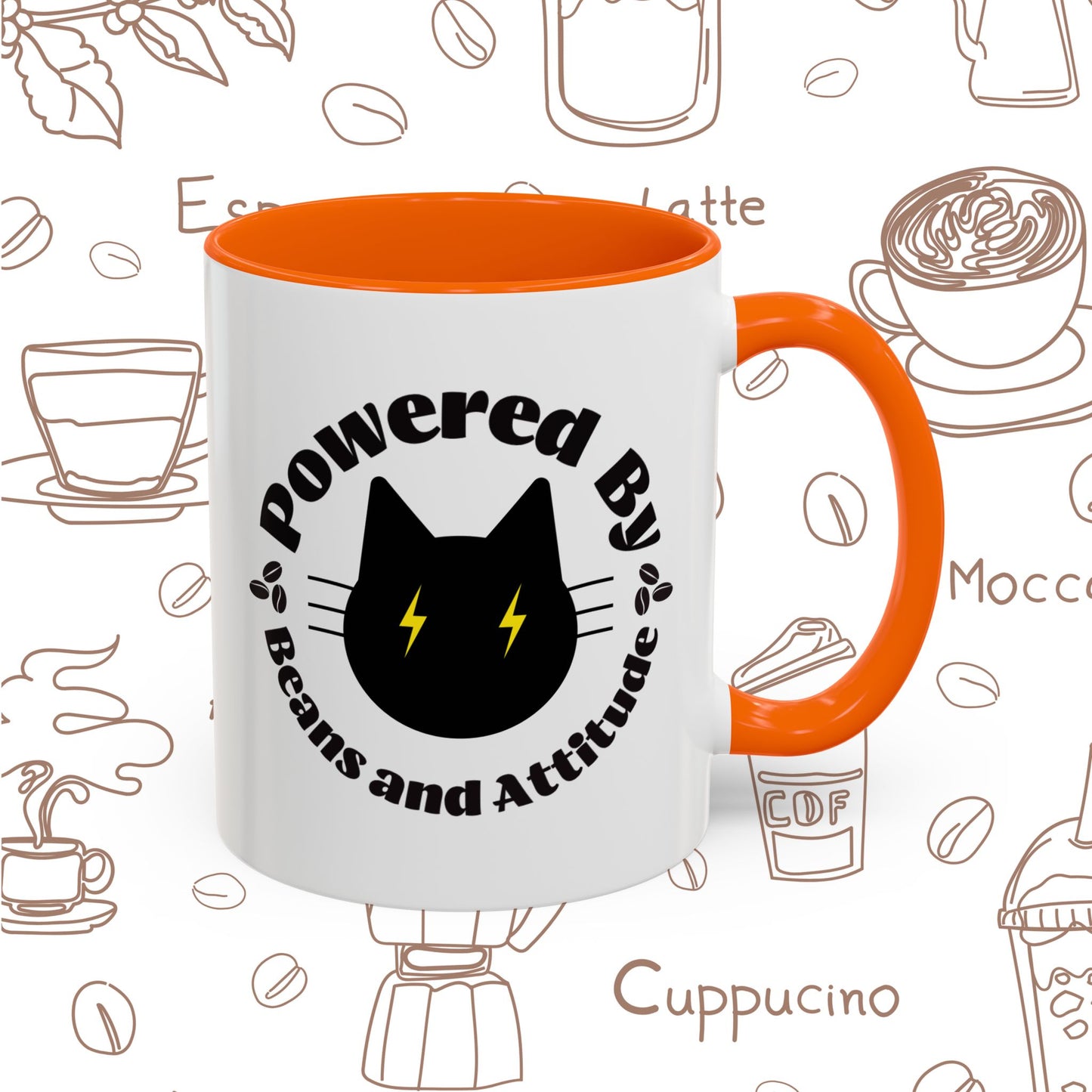 Powered By Beans and Attitude Coffee Mug | Accent Mug 11oz 15oz