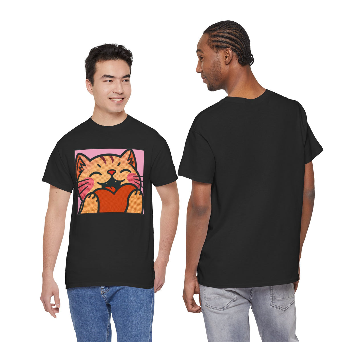 Cute Cat Holding Heart T‑Shirt — Cute Kitty Love Graphic Tee