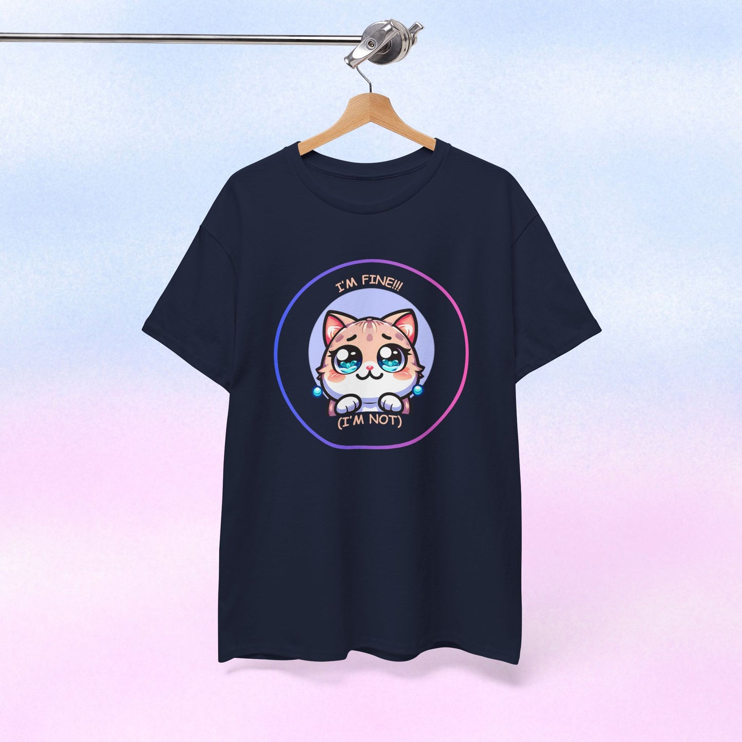 I'm Fine (I'm Not) — Cute Kawaii Cat Meltdown Emote Graphic T-Shirt