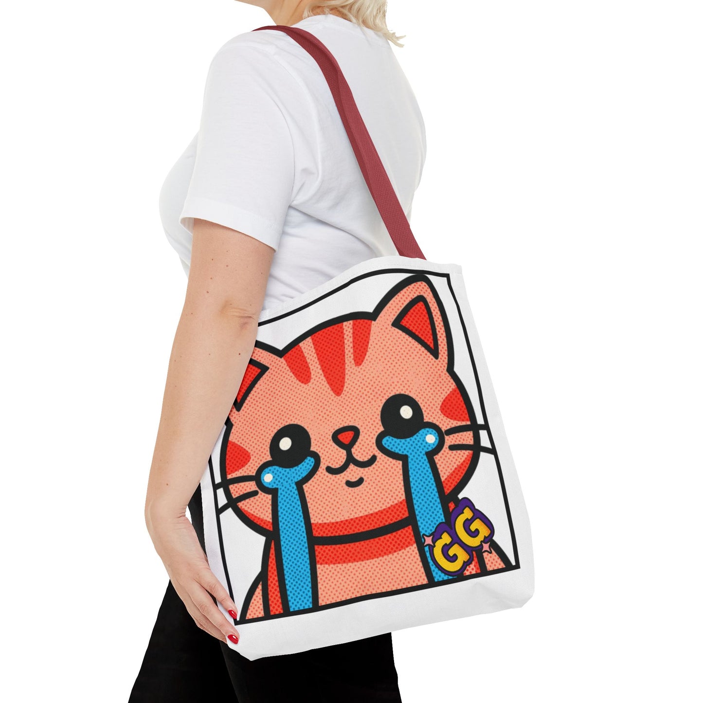 Good Game Tears of Joy - Cute Crying Cat Tote Bag – Kawaii Pop Art Cat Emote GG