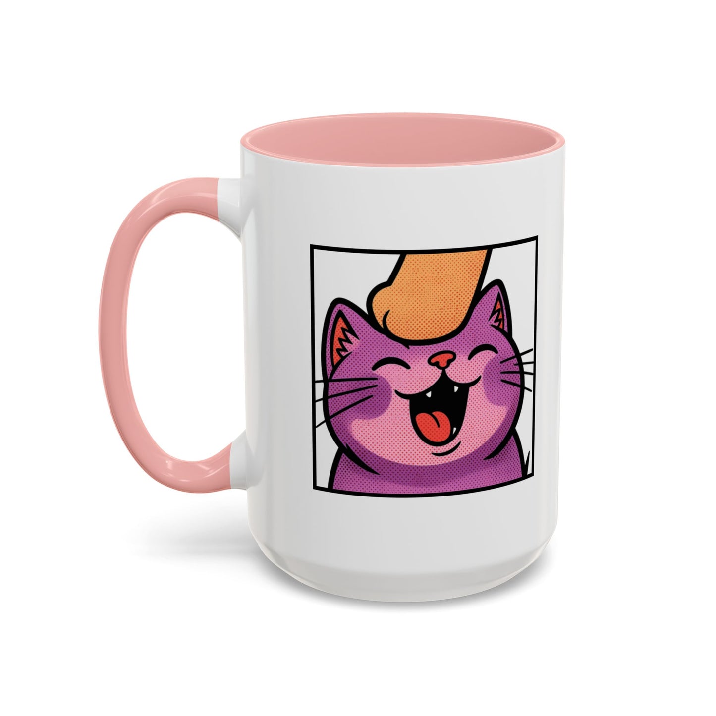 Pet Me, Purrfectly Happy Twitch Emote Cat Accent Coffee Mug – Cute Smiling Cat Illustration (11/15oz)