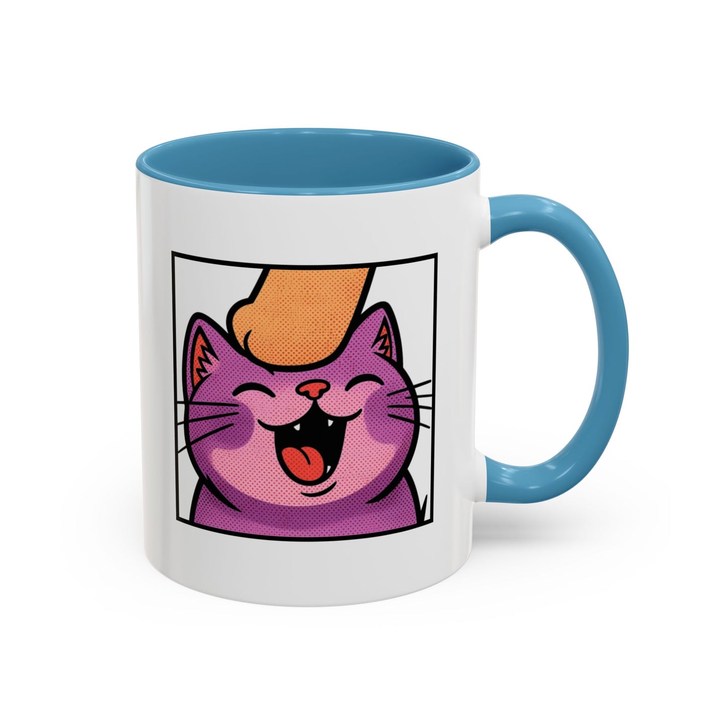 Pet Me, Purrfectly Happy Twitch Emote Cat Accent Coffee Mug – Cute Smiling Cat Illustration (11/15oz)