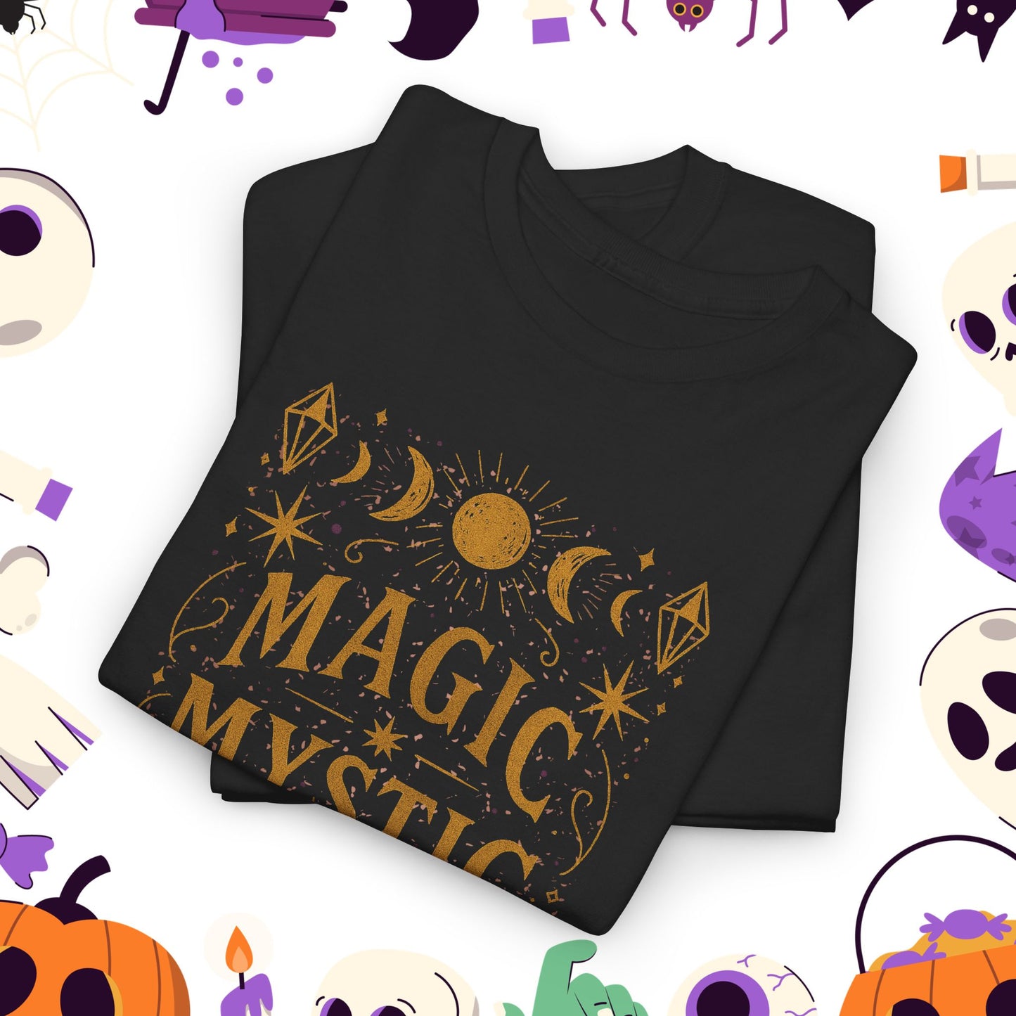 Mystic Magic Tee - Witchy/Occult Aesthetic, Unisex Heavy Cotton T-Shirt for Mystics, Witchcraft, Occult, Yoga, Bohemian Style