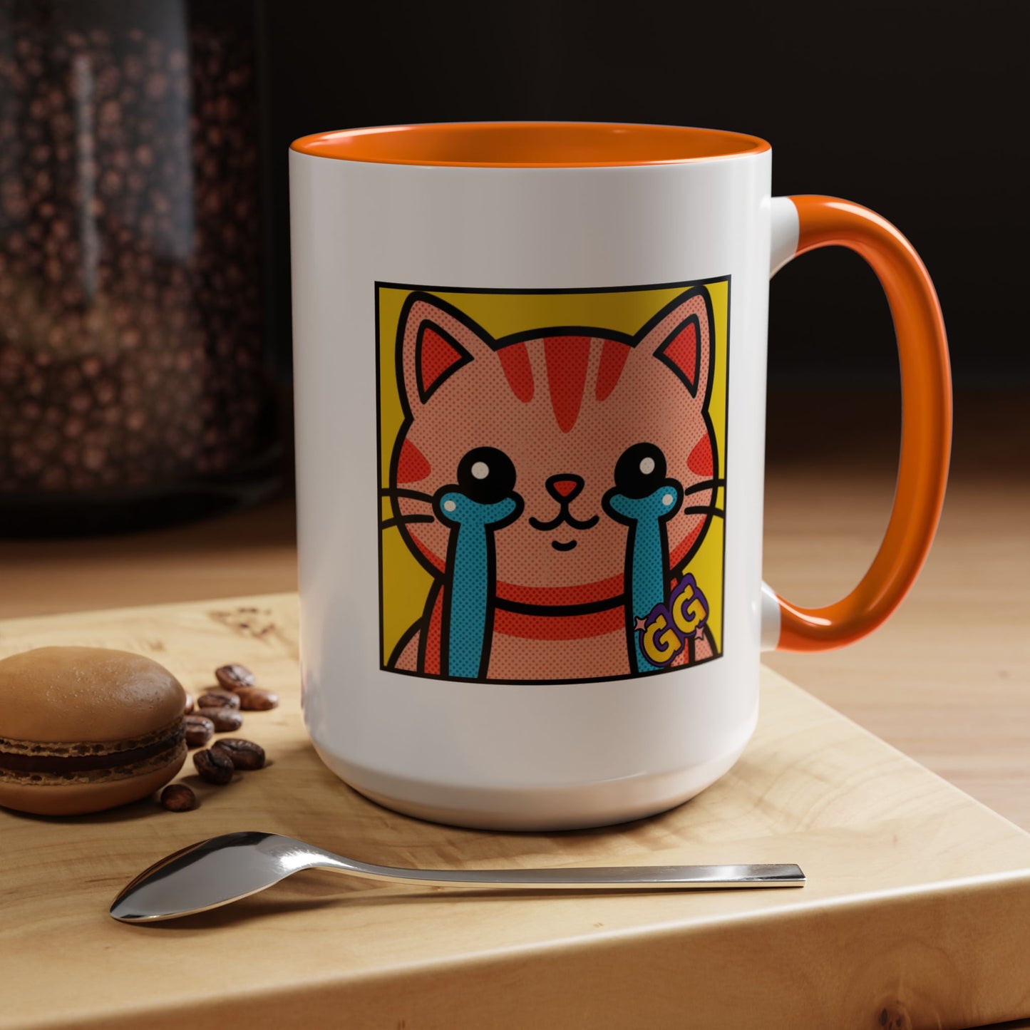 Good Game Tears of Joy - Cute Crying Cat Accent Coffee Mug (11/15oz) – Kawaii Pop Art Cat Emote GG