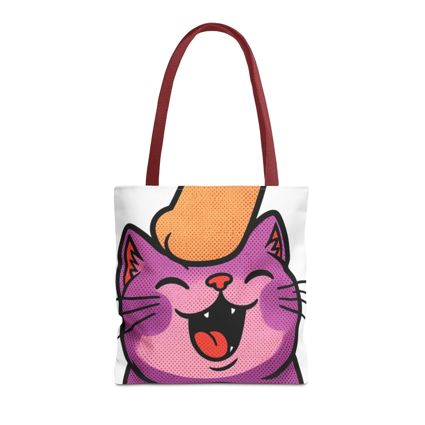 Happy Purple Cat Tote Bag — Cute Kawaii Cat Face AOP Tote