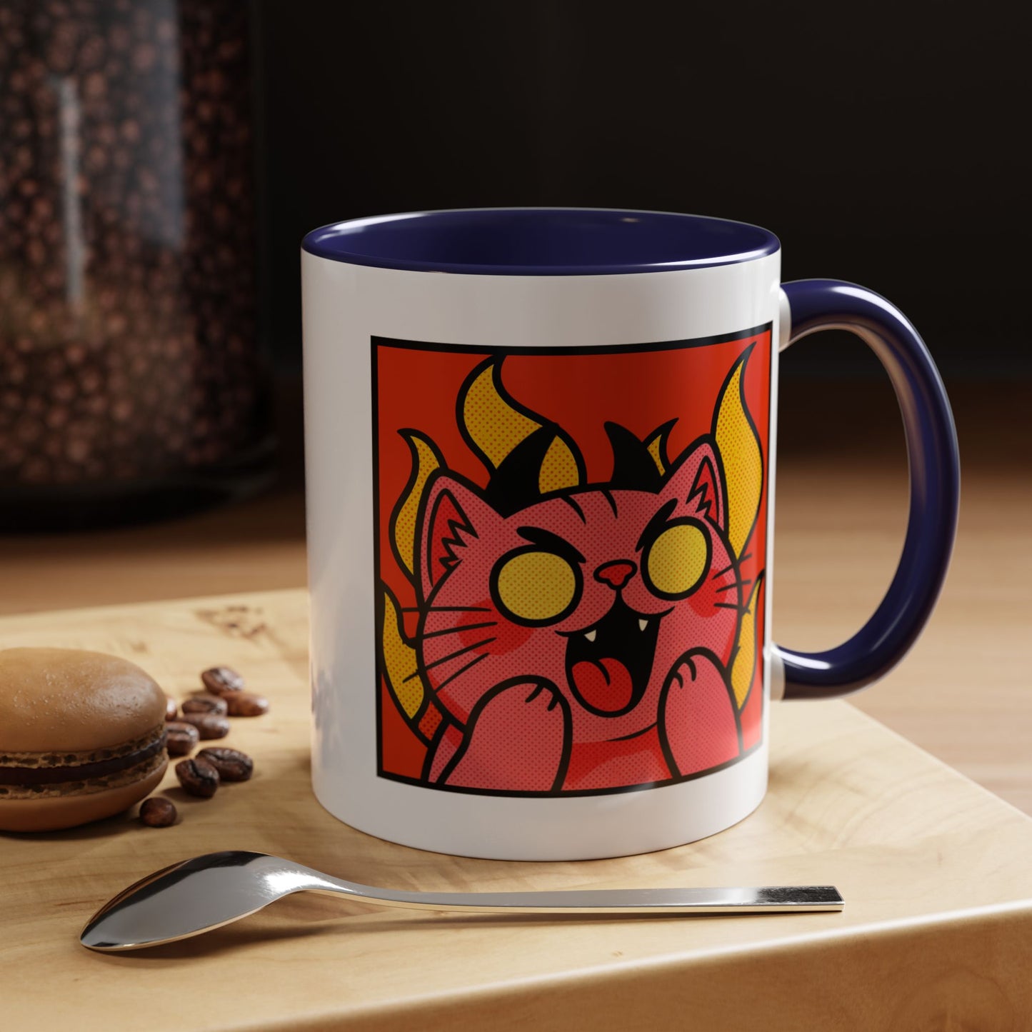 Evil Laughing Cat - Twitch Emote - Cute Devil Cat Accent Coffee Mug (11/15oz)