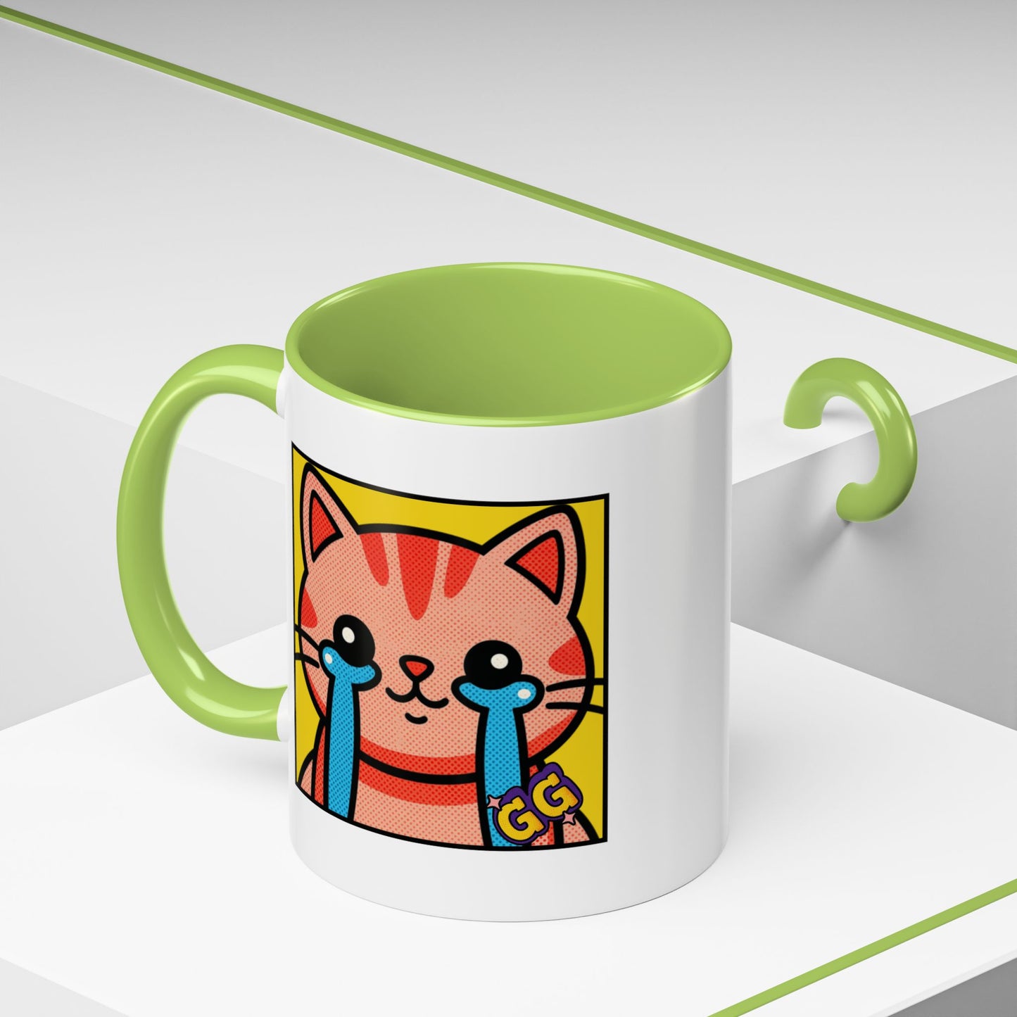 Good Game Tears of Joy - Cute Crying Cat Accent Coffee Mug (11/15oz) – Kawaii Pop Art Cat Emote GG