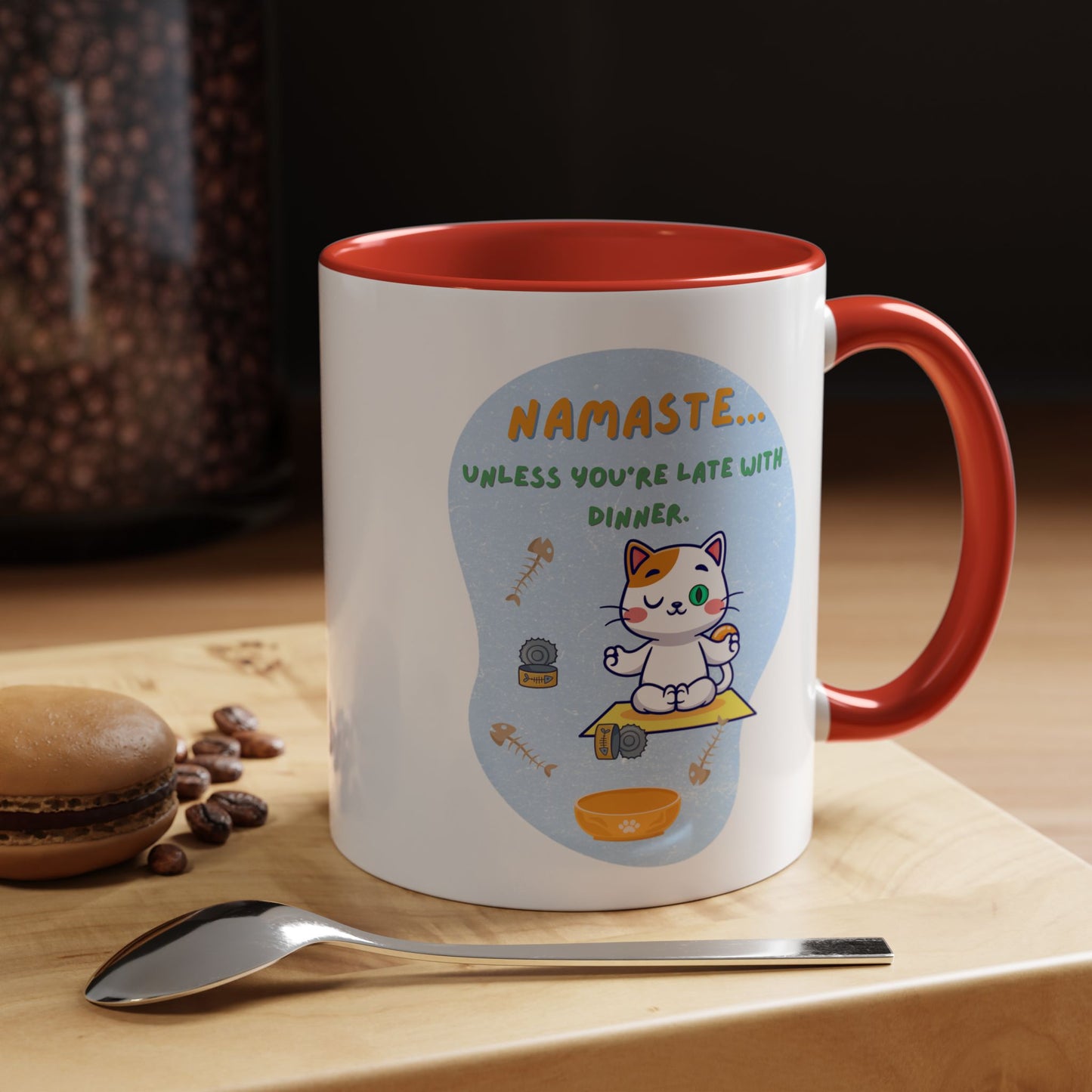 Namaste Cat Accent Coffee Mug | Cute Cat Mug, Coffee Cup Gift, Yoga Lover's Mug, Cat Lover Gift, Stylish Drinkware