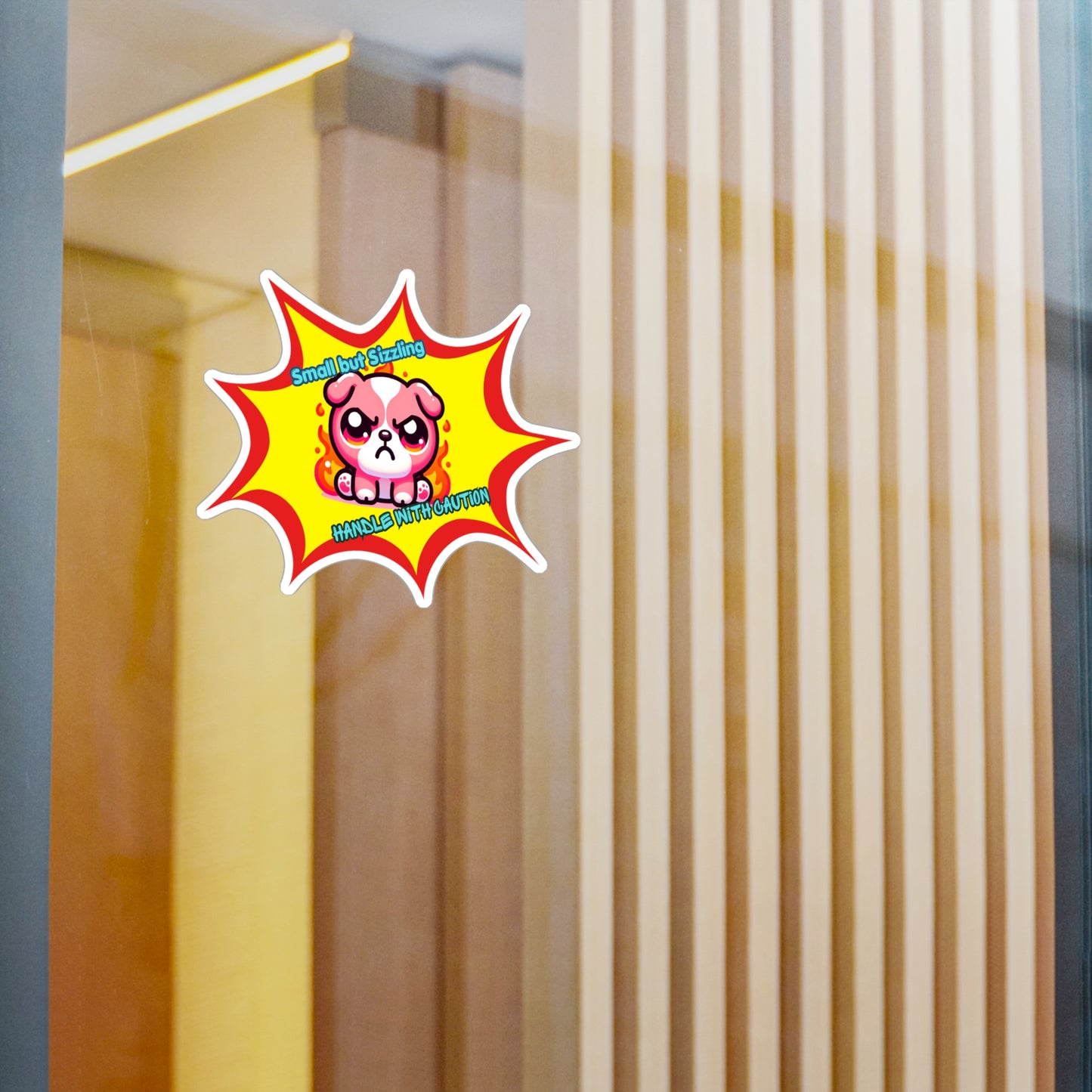 Small but Sizzling Bulldog Vinyl Decal — Fiery Pink Kiss-Cut Sticker