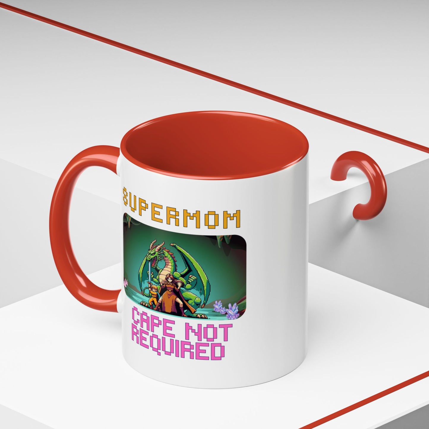 Dungeon Crawling Coffee Mug — "Supermom: Cape Not Required" Accent Mug (11/15oz)