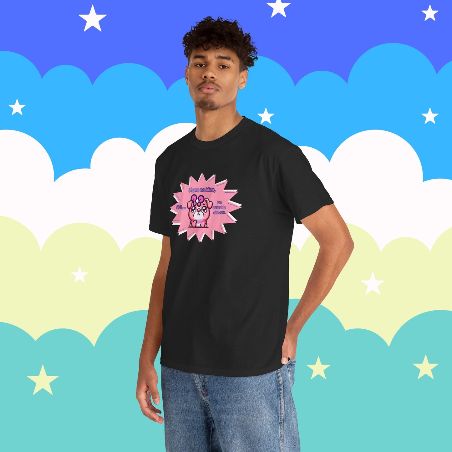 Confused Pink Bulldog Tee — "I Have No Idea, But... I'm Adorable About It."