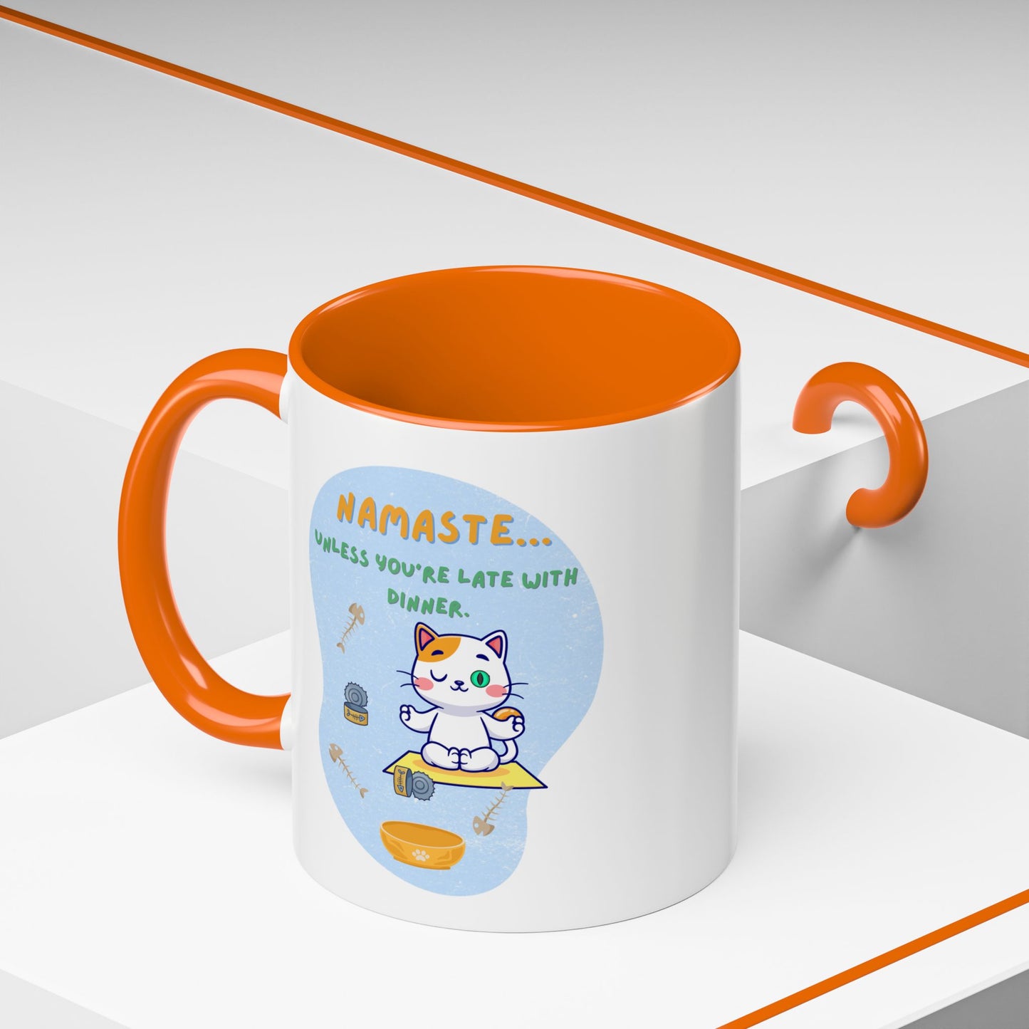 Namaste Cat Accent Coffee Mug | Cute Cat Mug, Coffee Cup Gift, Yoga Lover's Mug, Cat Lover Gift, Stylish Drinkware