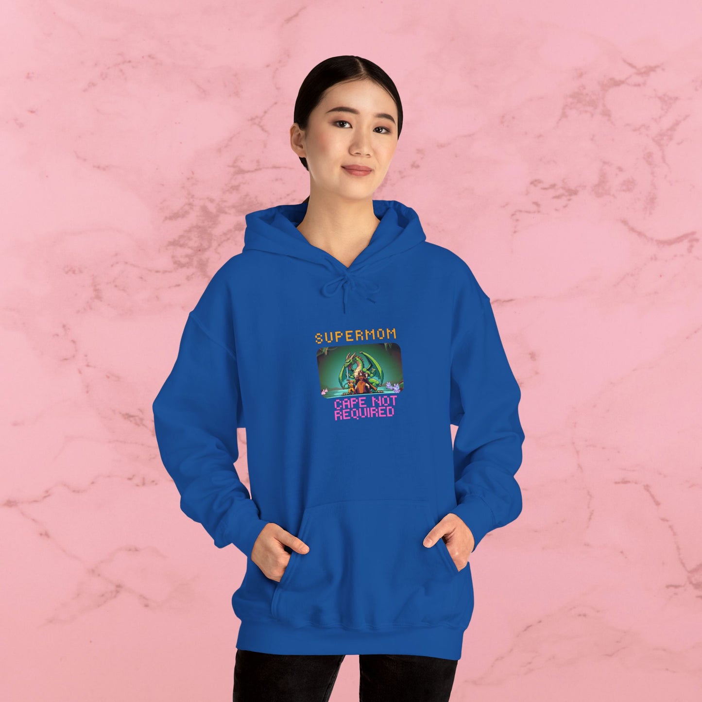 Supermom Hoodie – "Cape Not Required" Retro Neon Mom Hoodie