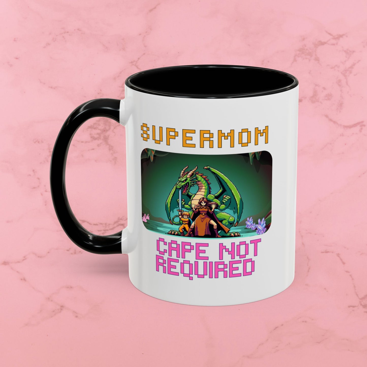 Dungeon Crawling Coffee Mug — "Supermom: Cape Not Required" Accent Mug (11/15oz)