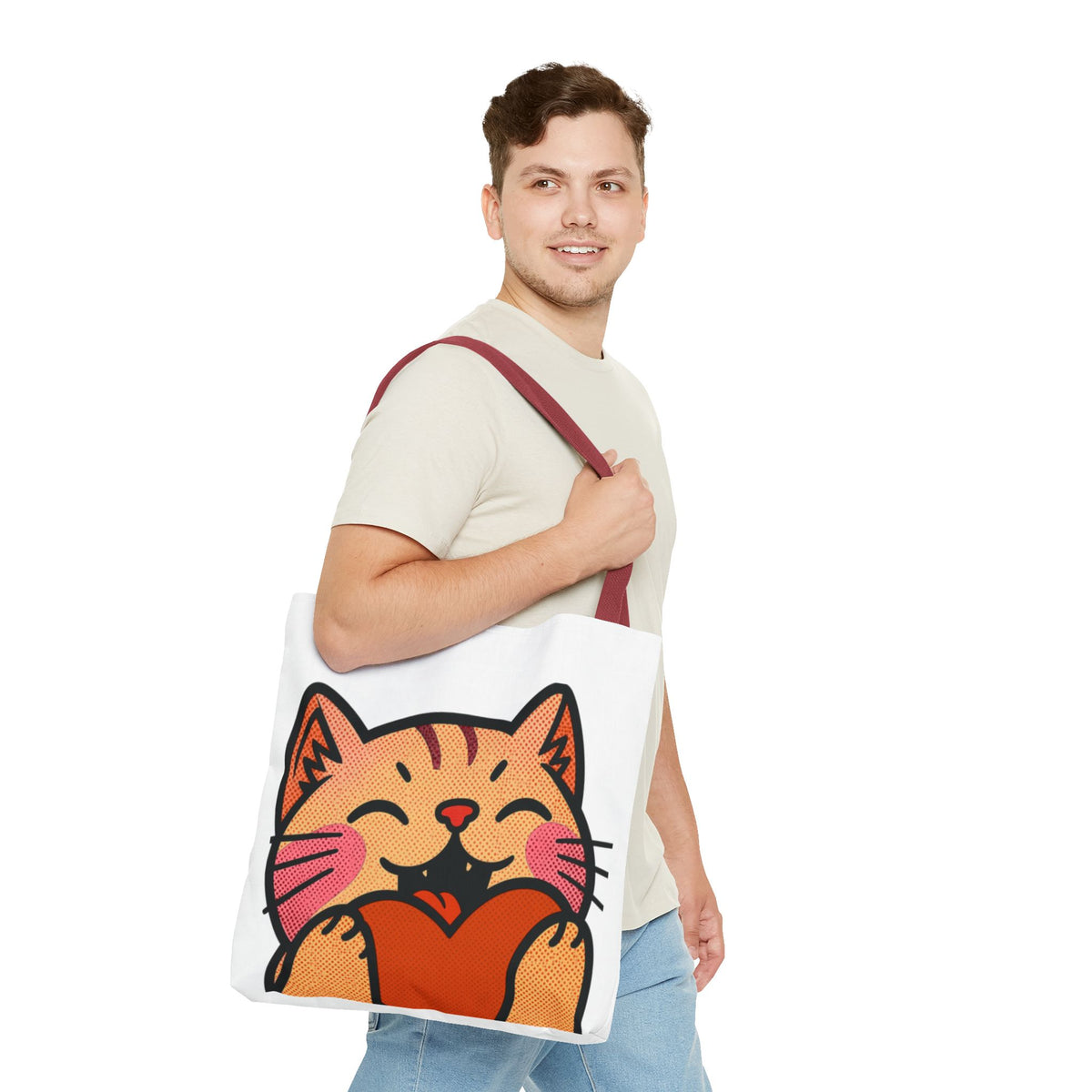 Heart, Hug, Happiness, Love Tote Bag – Happy Cat Twitch Emote