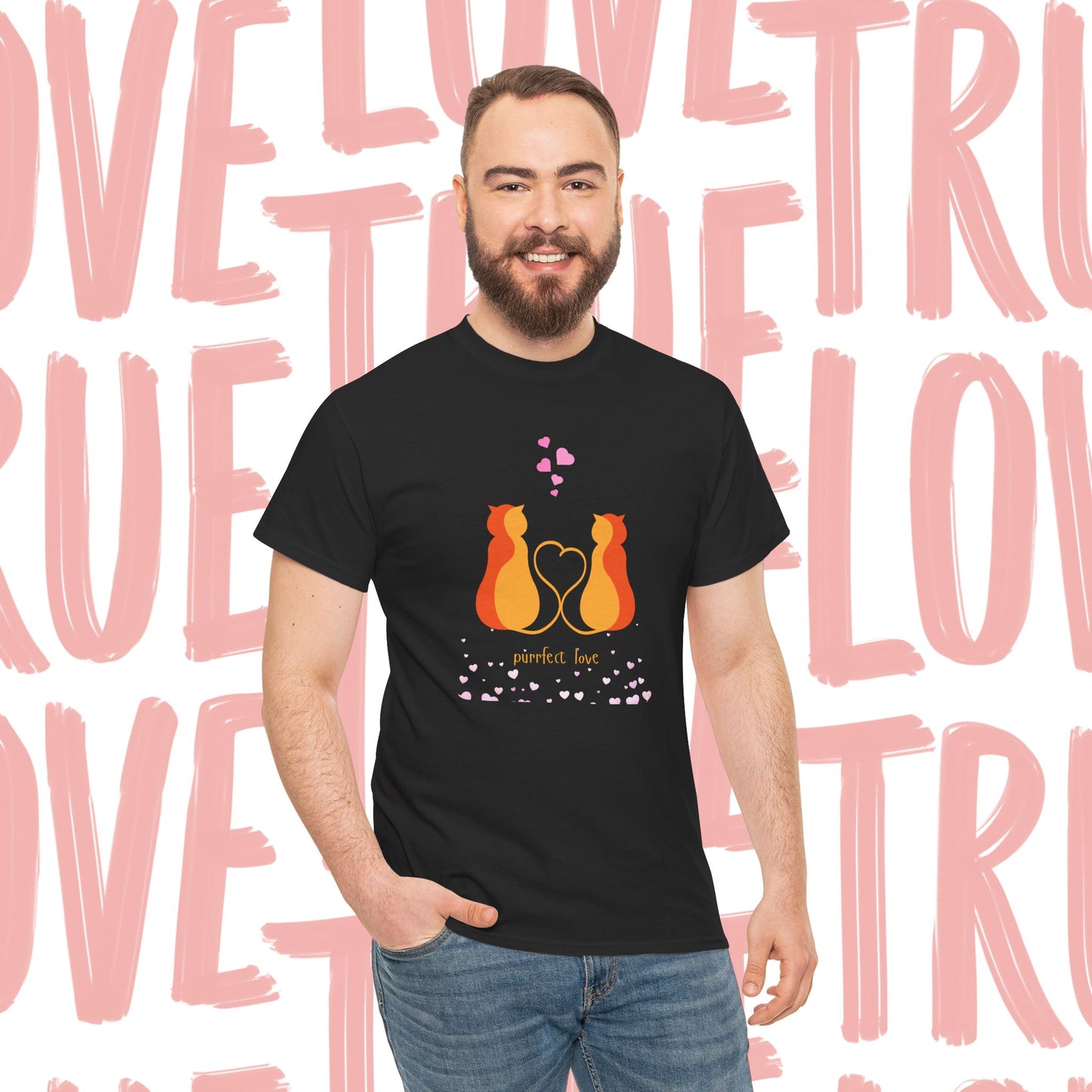 Cat Love T‑Shirt — 'Perfect Love' Romantic Cat Couple Graphic Tee