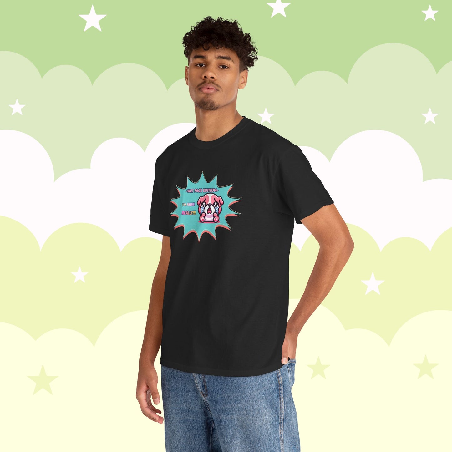 Wet Face Edition Pink Bulldog Tee — Funny Crying Pink Bulldog "I'm Fine! REALLY!!" Shirt