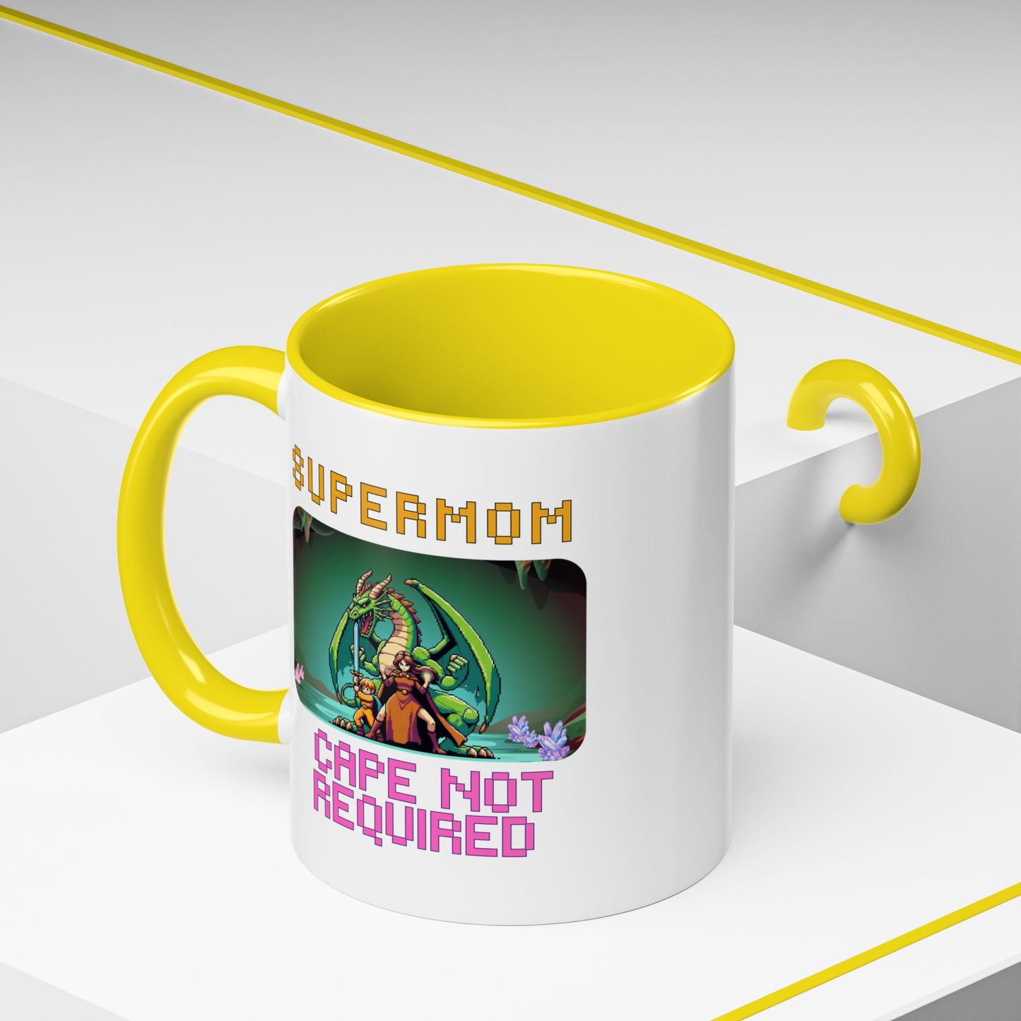 Dungeon Crawling Coffee Mug — "Supermom: Cape Not Required" Accent Mug (11/15oz)