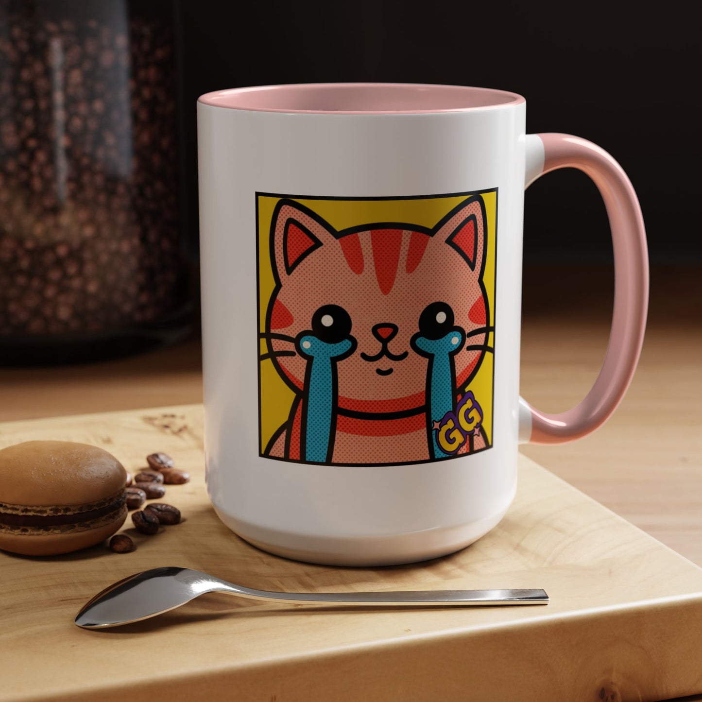 Good Game Tears of Joy - Cute Crying Cat Accent Coffee Mug (11/15oz) – Kawaii Pop Art Cat Emote GG