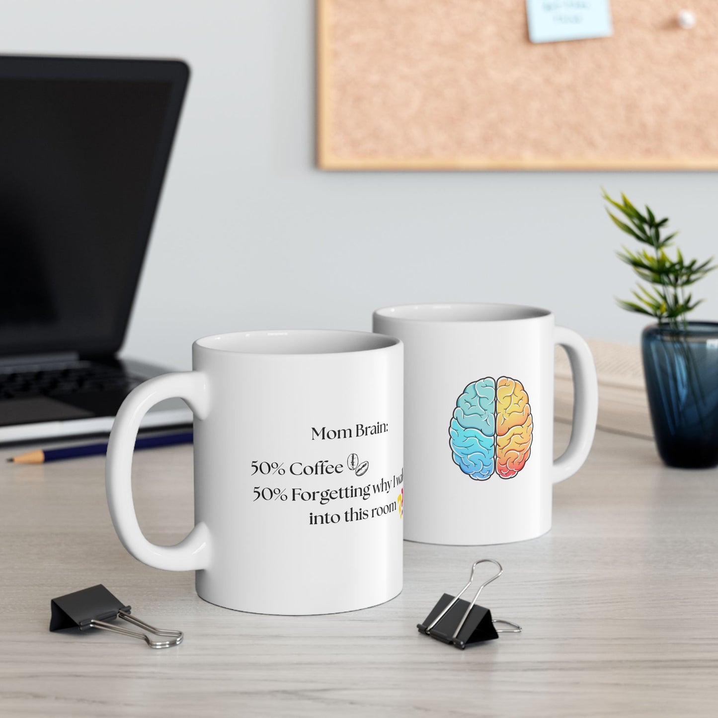 Mom Briain - Colorful Brain Humor Ceramic Mug - 11oz Ideal Mom Gifts