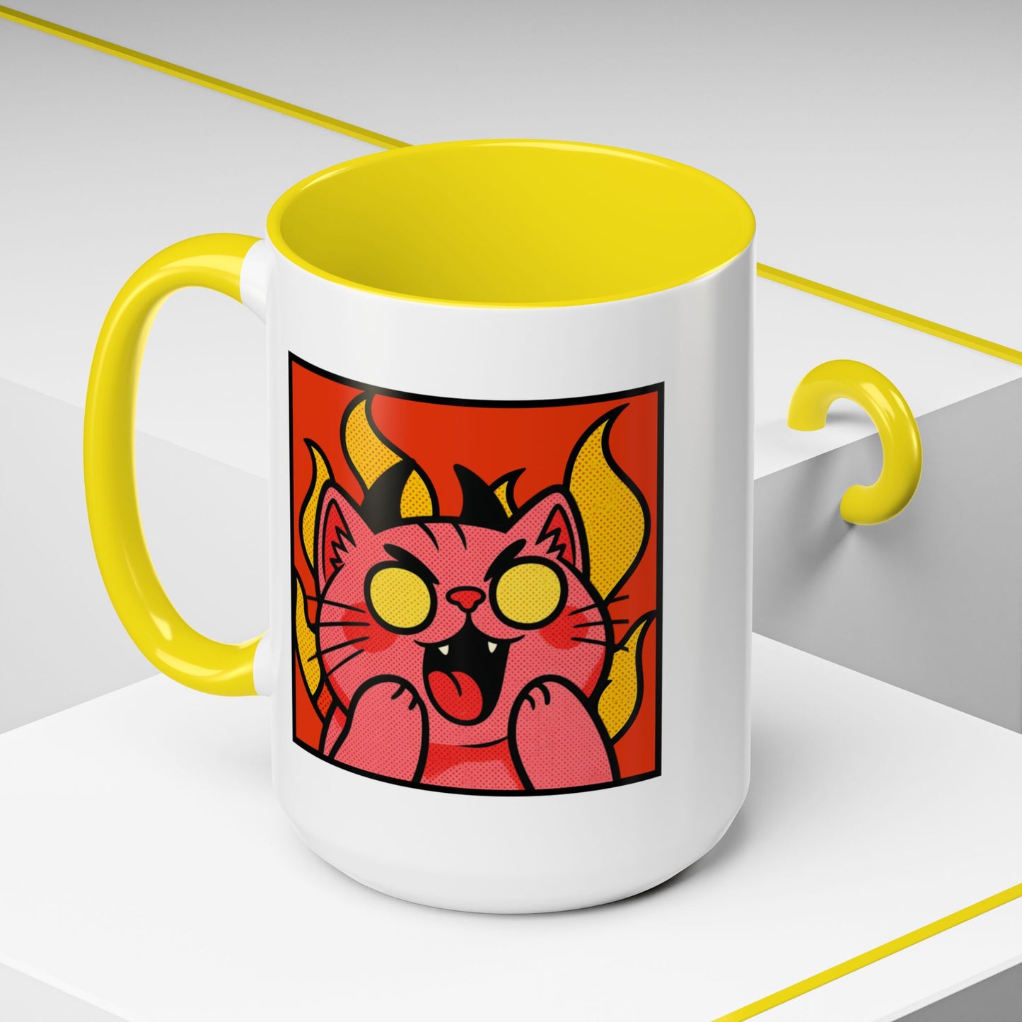 Evil Laughing Cat - Twitch Emote - Cute Devil Cat Accent Coffee Mug (11/15oz)